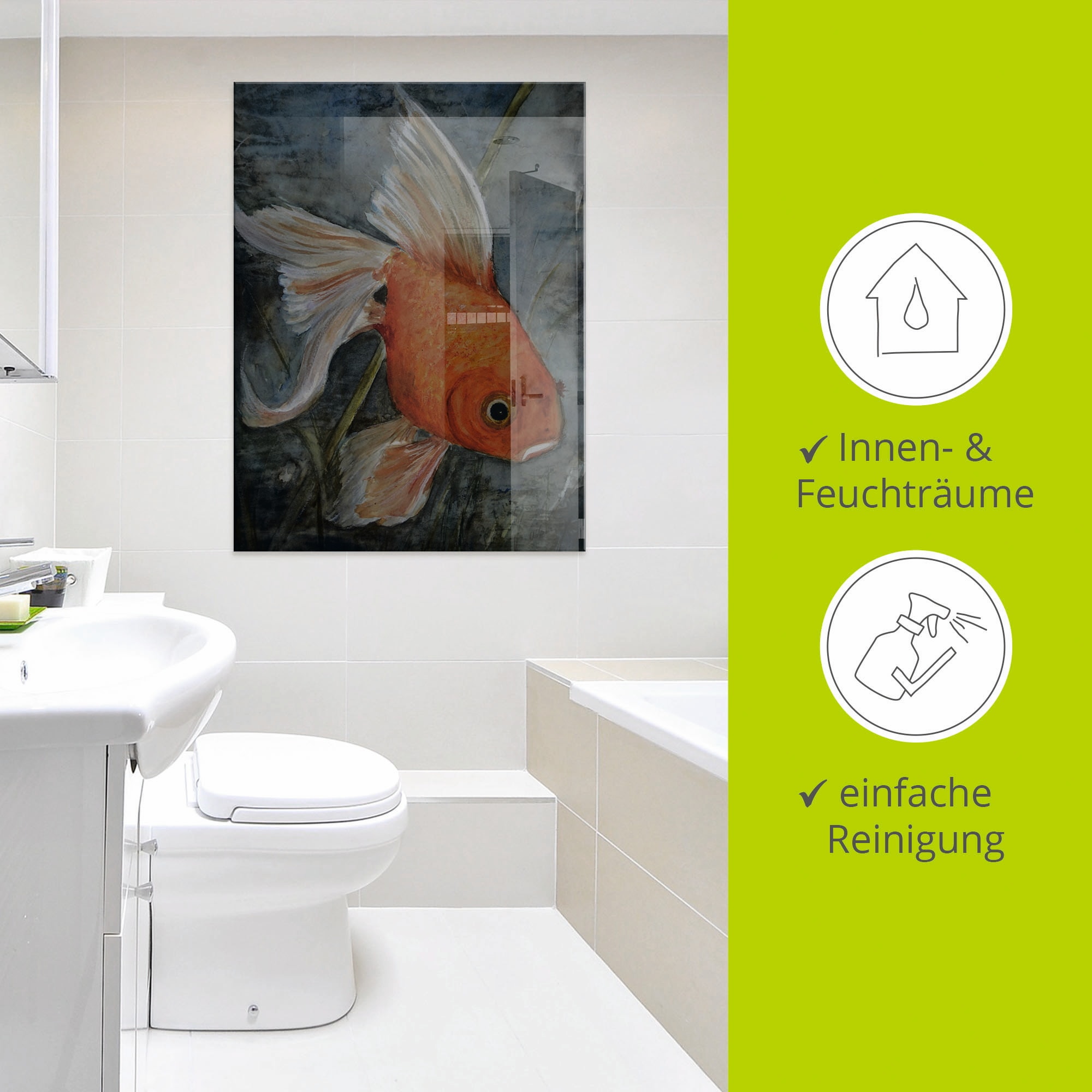 Artland Glasbild »Feng Shui - Goldfisch«, Wassertiere, (1 St.), in verschiedenen Größen