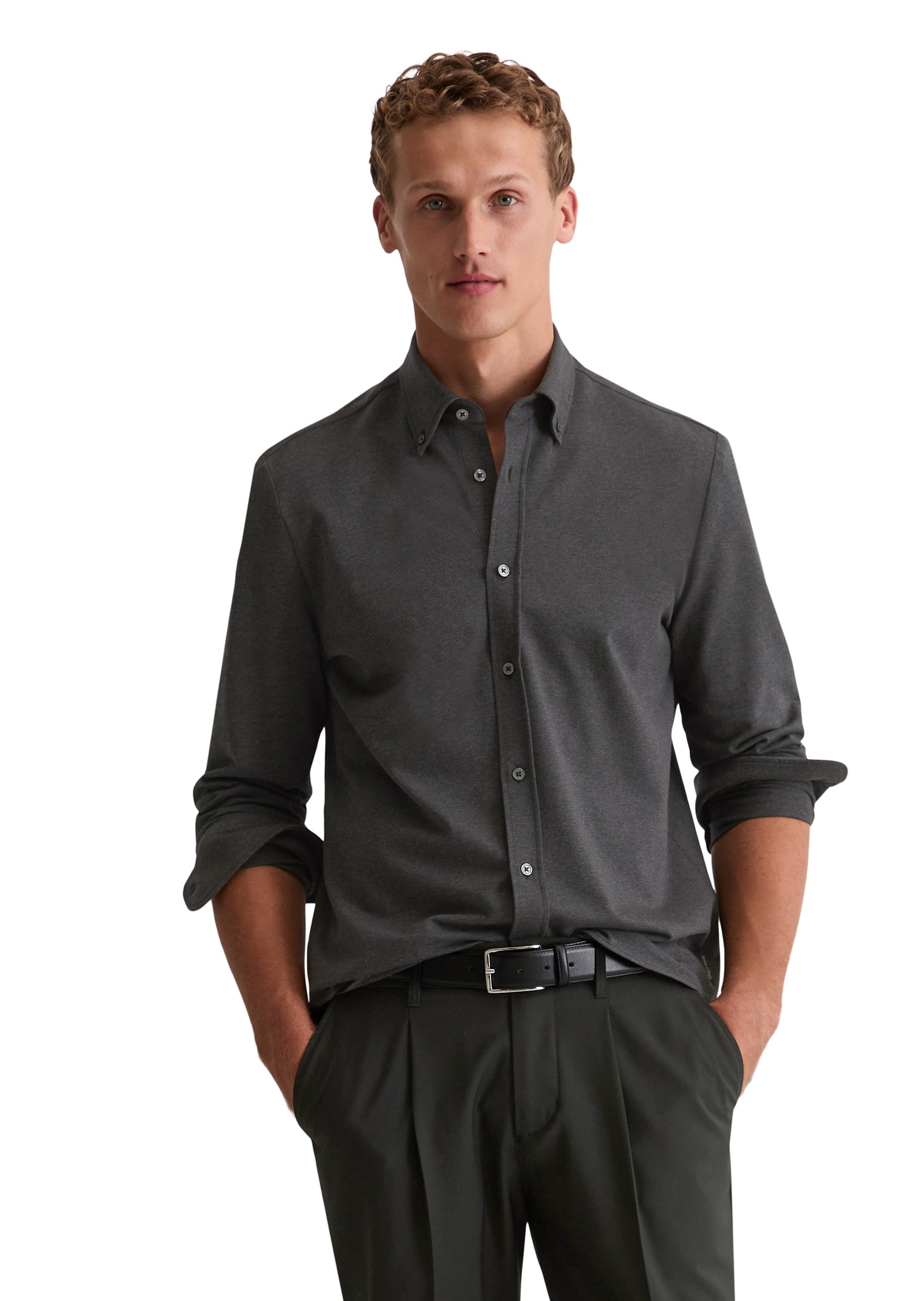 Marc OPolo Langarmhemd "aus kompakter Bio-Baumwolle" günstig online kaufen