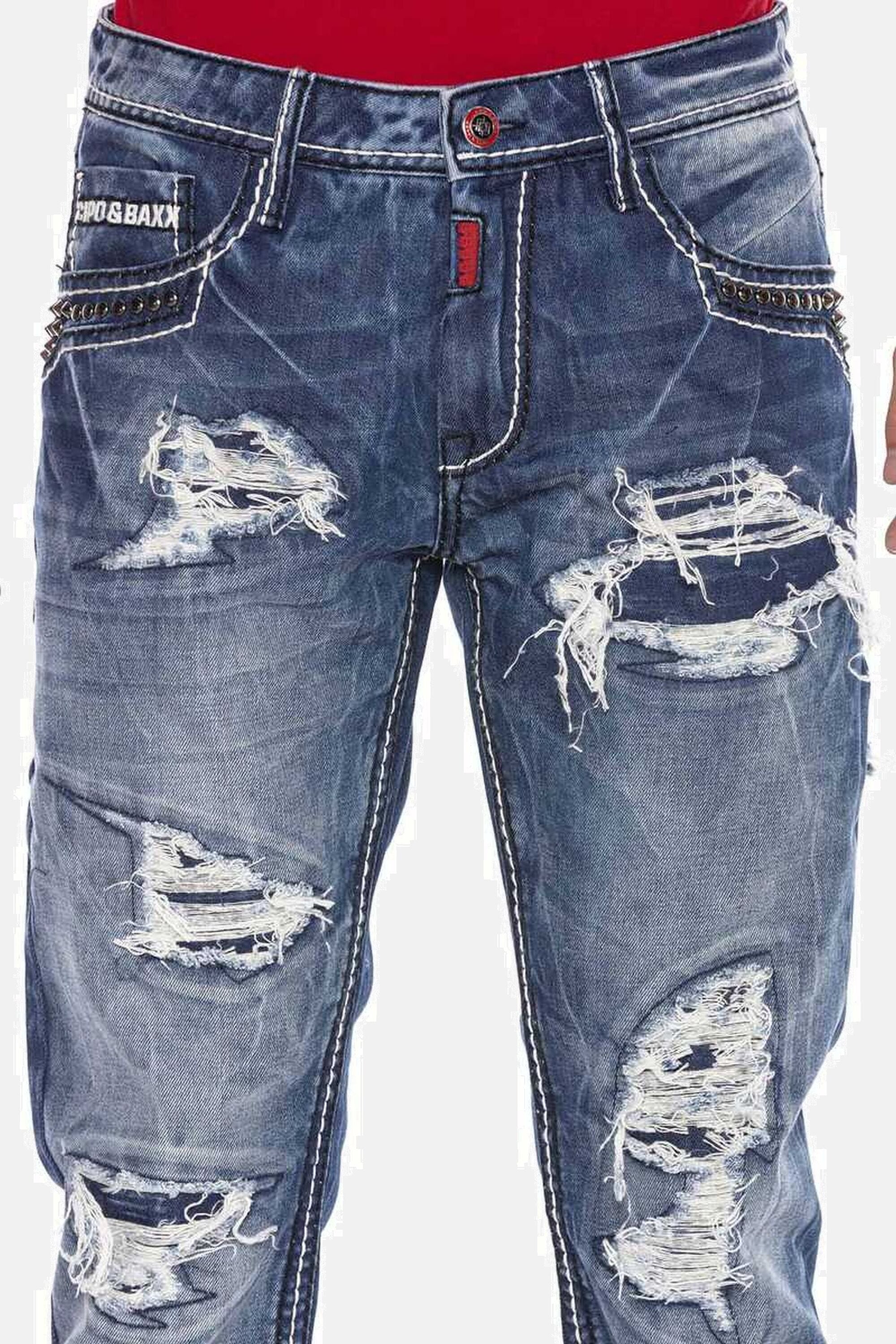 Cipo & Baxx Straight-Jeans »DENIM«, bequeme Jeans im angesagten Destroyed-Look, CD644
