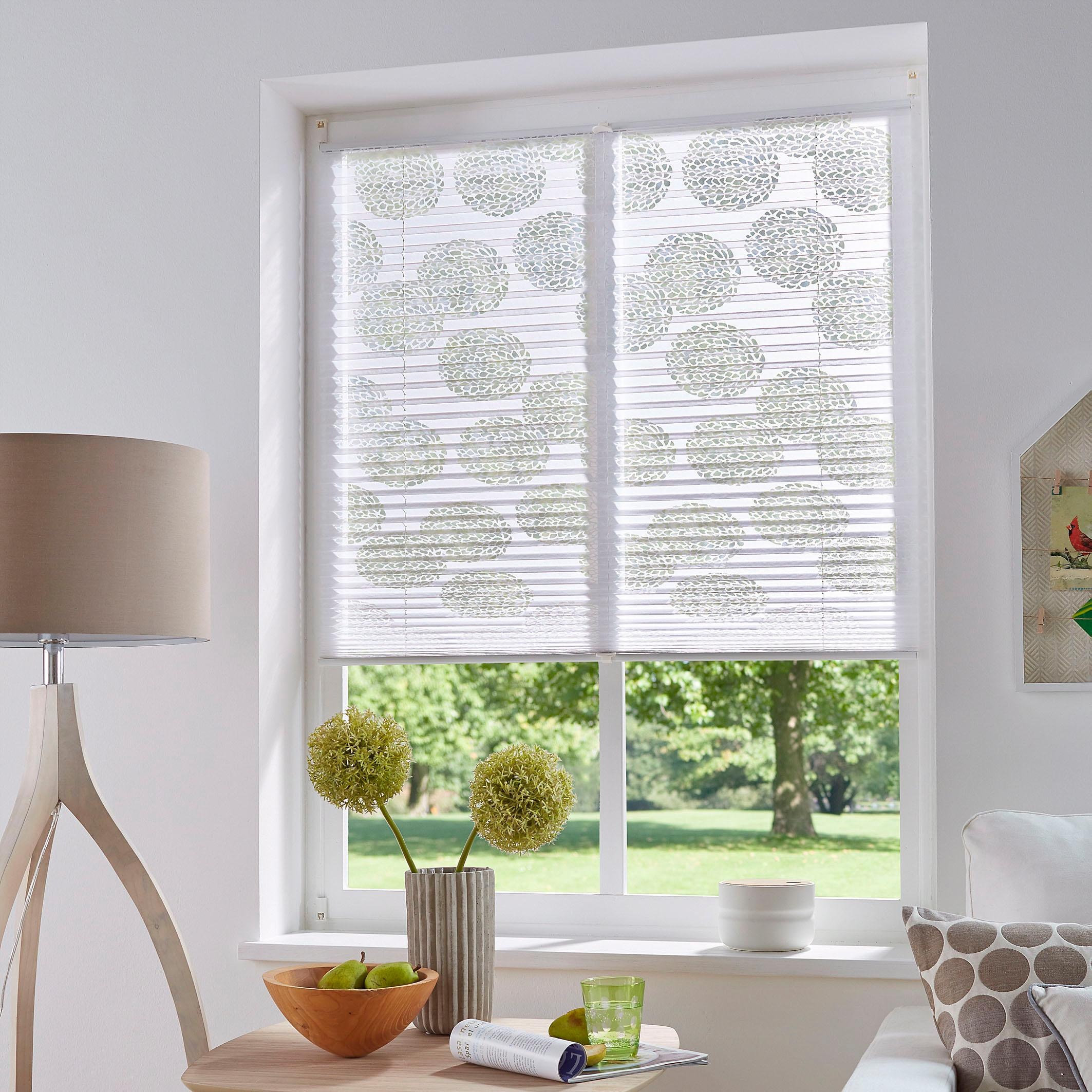 OTTO home Plissee "BELUM" Lichtschutz ohne Bohren verspannt im Fixmaß, Ausbrenner, Kreise, Blumen, Klemmträger, Für Fenster & Tür