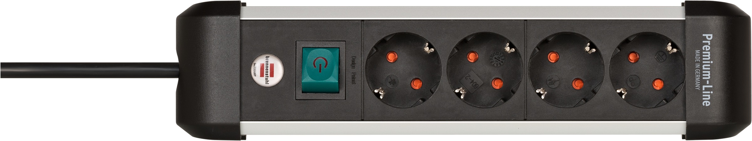 BRENNENSTUHL Steckdosenleiste "Premium-Alu-Line", 1,8m, schwarz, Werkstatt, Steckdosenleisten, mit Schalter
