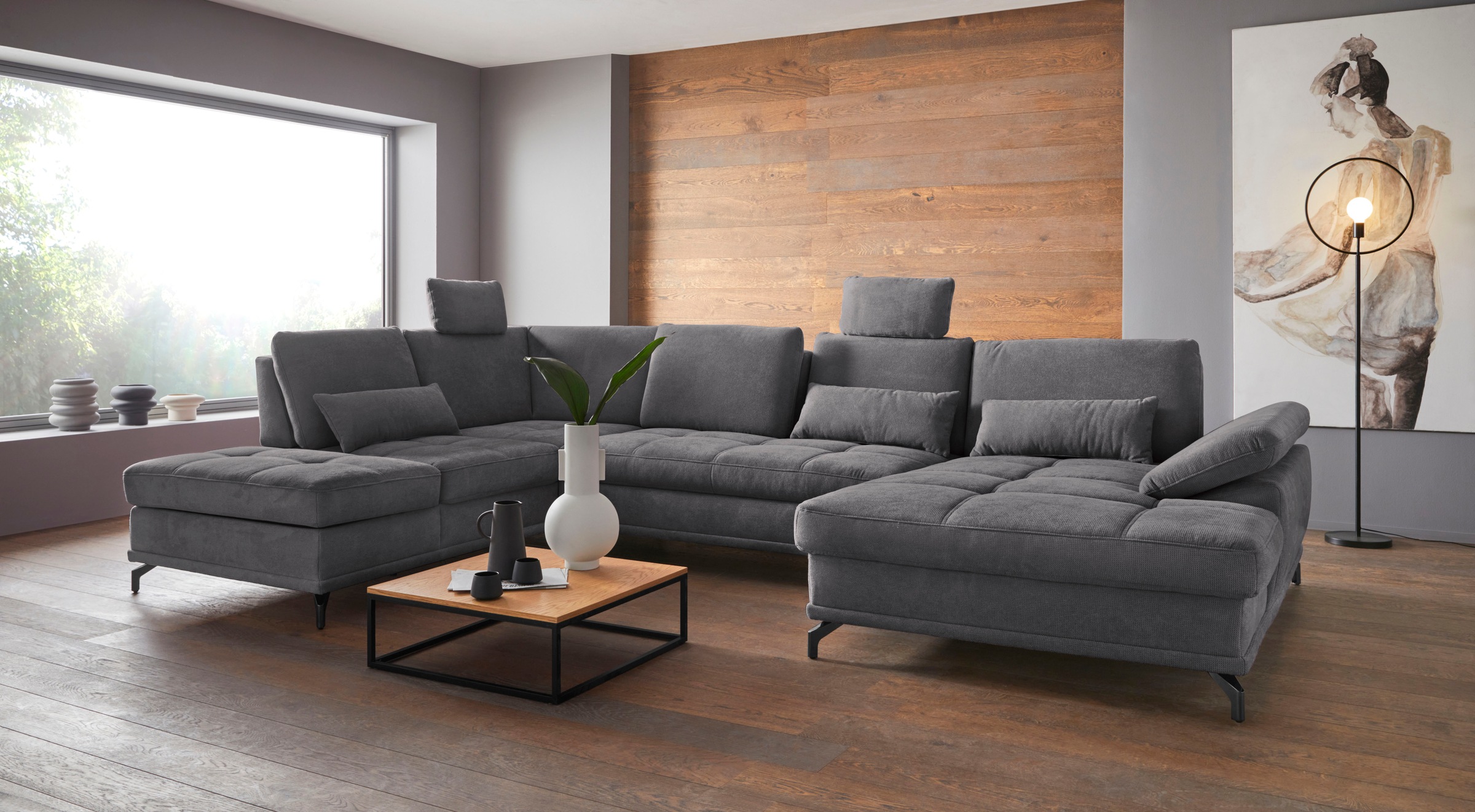 OTTO home Wohnlandschaft "Costello U-Form, B: 363 cm mit Sitztiefen- & Armteilverstellung" optional Schlaffunktion & Bettkasten