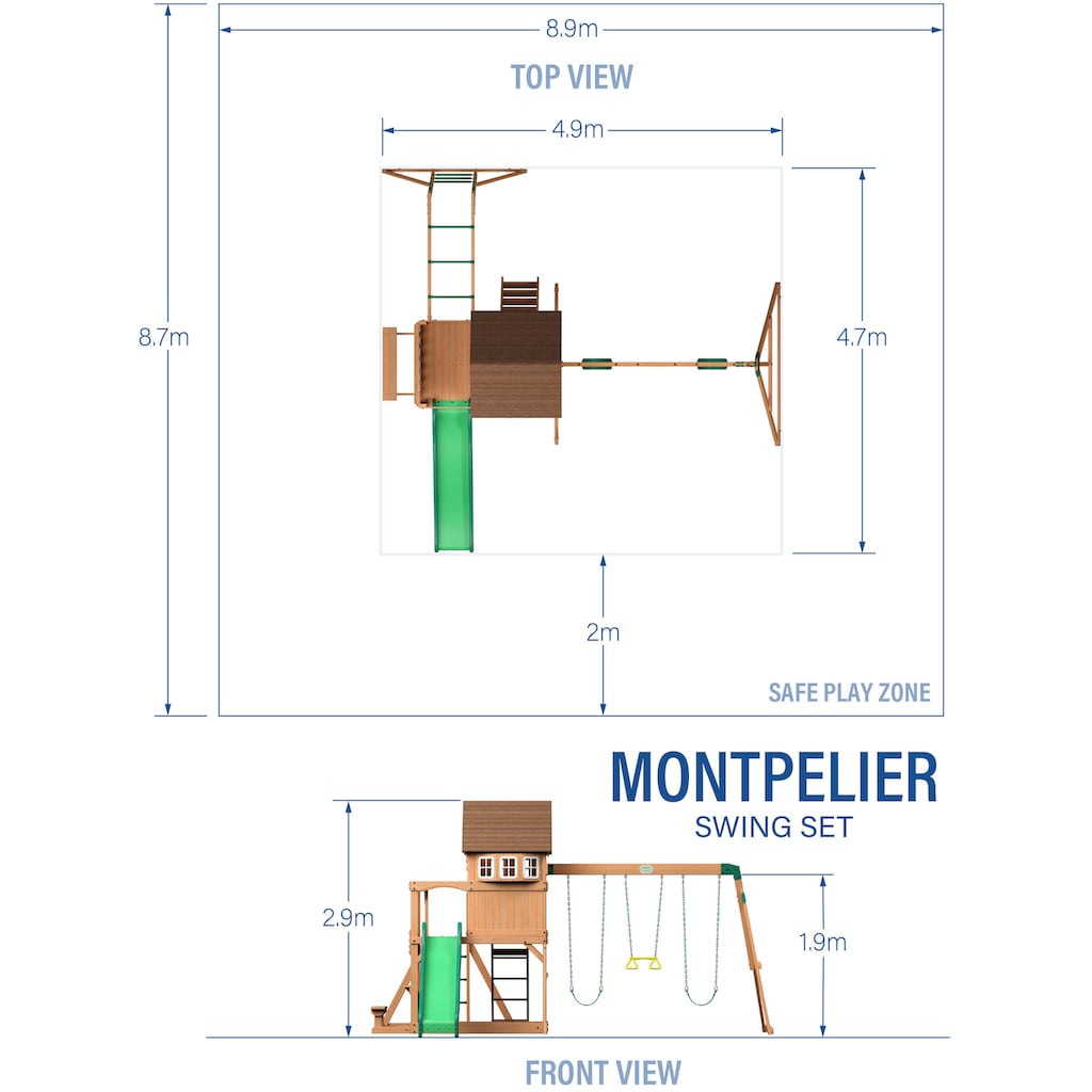 Backyard Discovery Spielturm »Montpelier«, mit Schaukeln, Rutsche und Klettergerüst