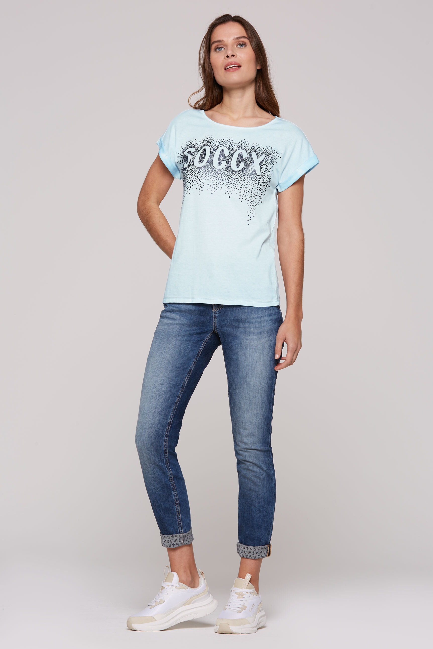 SOCCX Rundhalsshirt, mit überschnittenen Schultern