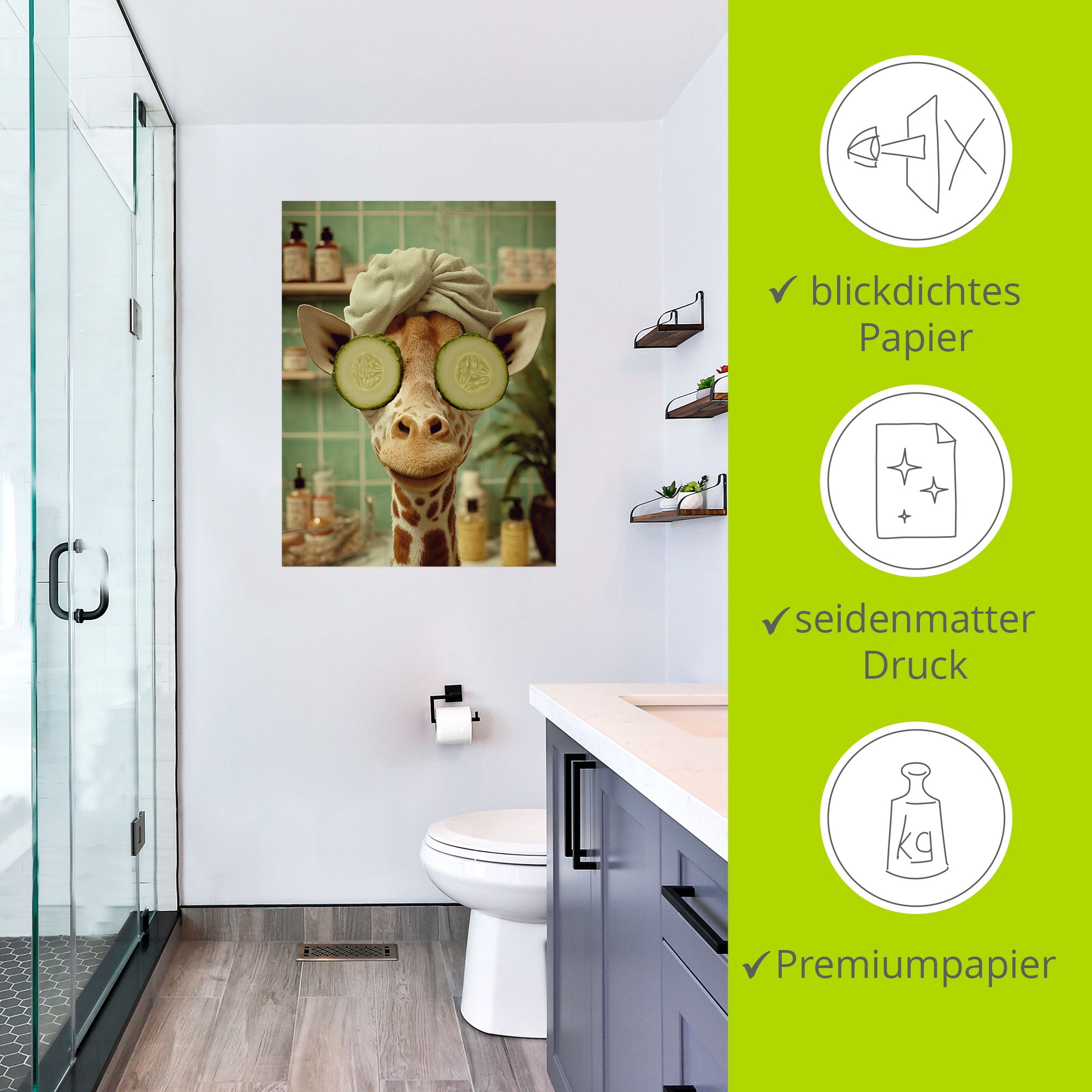 Artland Wandbild »Giraffe beim Spa« 1 Stk. tlg. als Alubild, Leinwandbild, Poster, Wandaufkleber in verschied. Größen