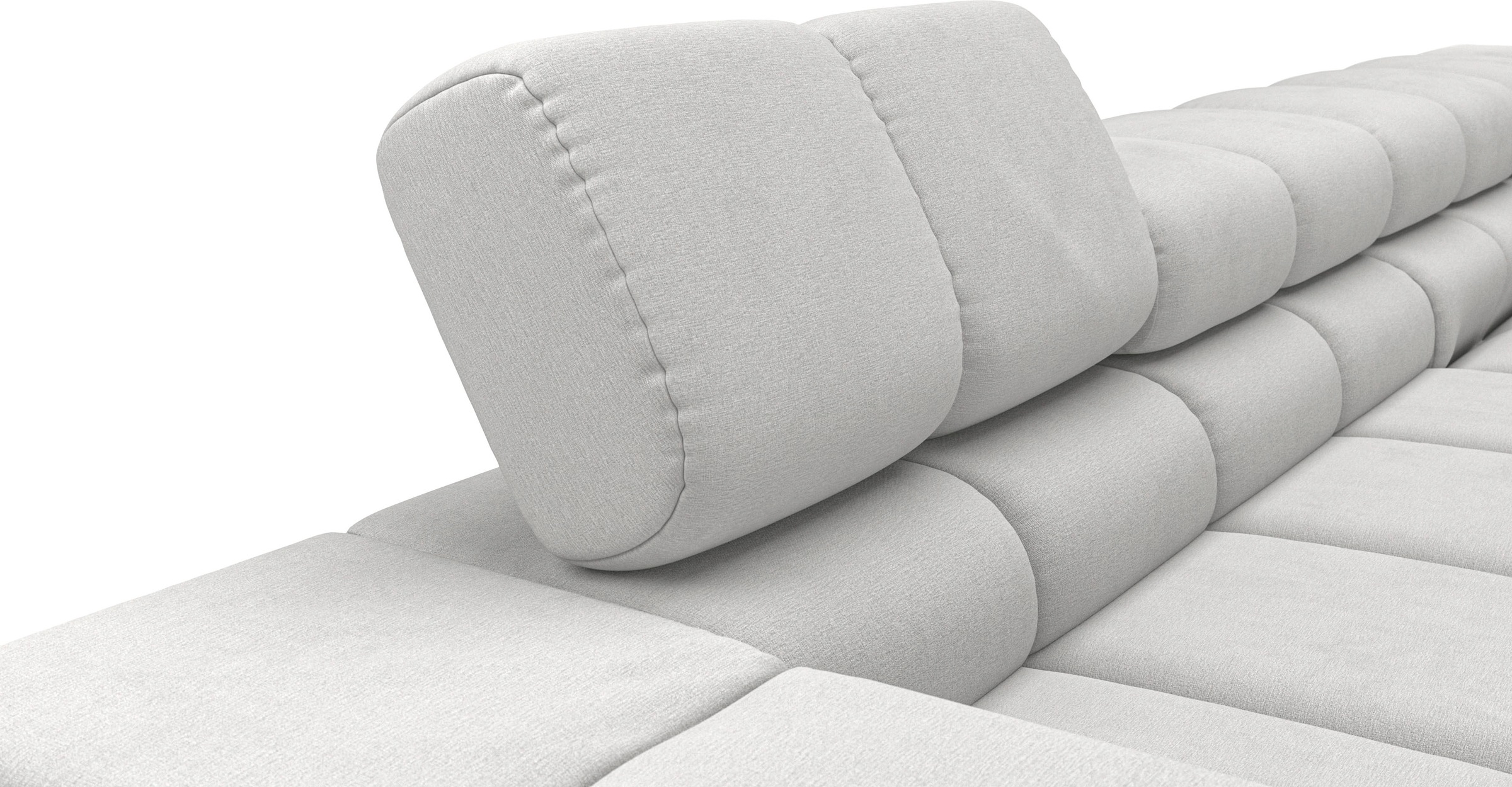 INOSIGN Ecksofa »Ancona New, wahlweise motorische Sitztiefenverstellung, auch in Cord«, feine Steppung, mit Kopfteilverstellung, 3 Zierkissen, L-Form