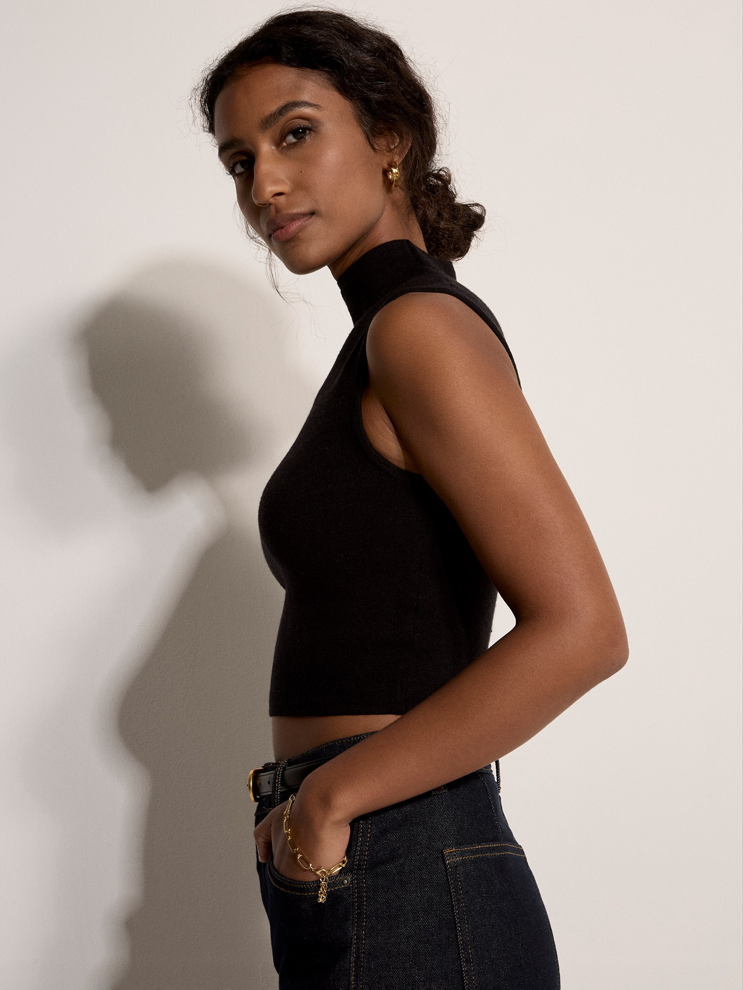 Apricot Crop-Top »Hochgeschlossenes Strick-Crop-Top« in unifarben