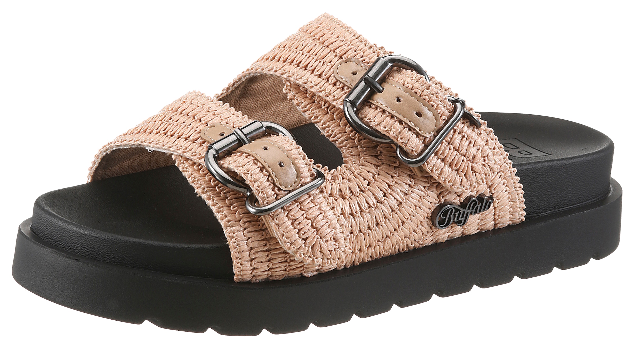 Buffalo Sandale "RAYA ARI" Sommerschuh, Mules, Strandschuh, Schlupfschuh in Ethno-Optik