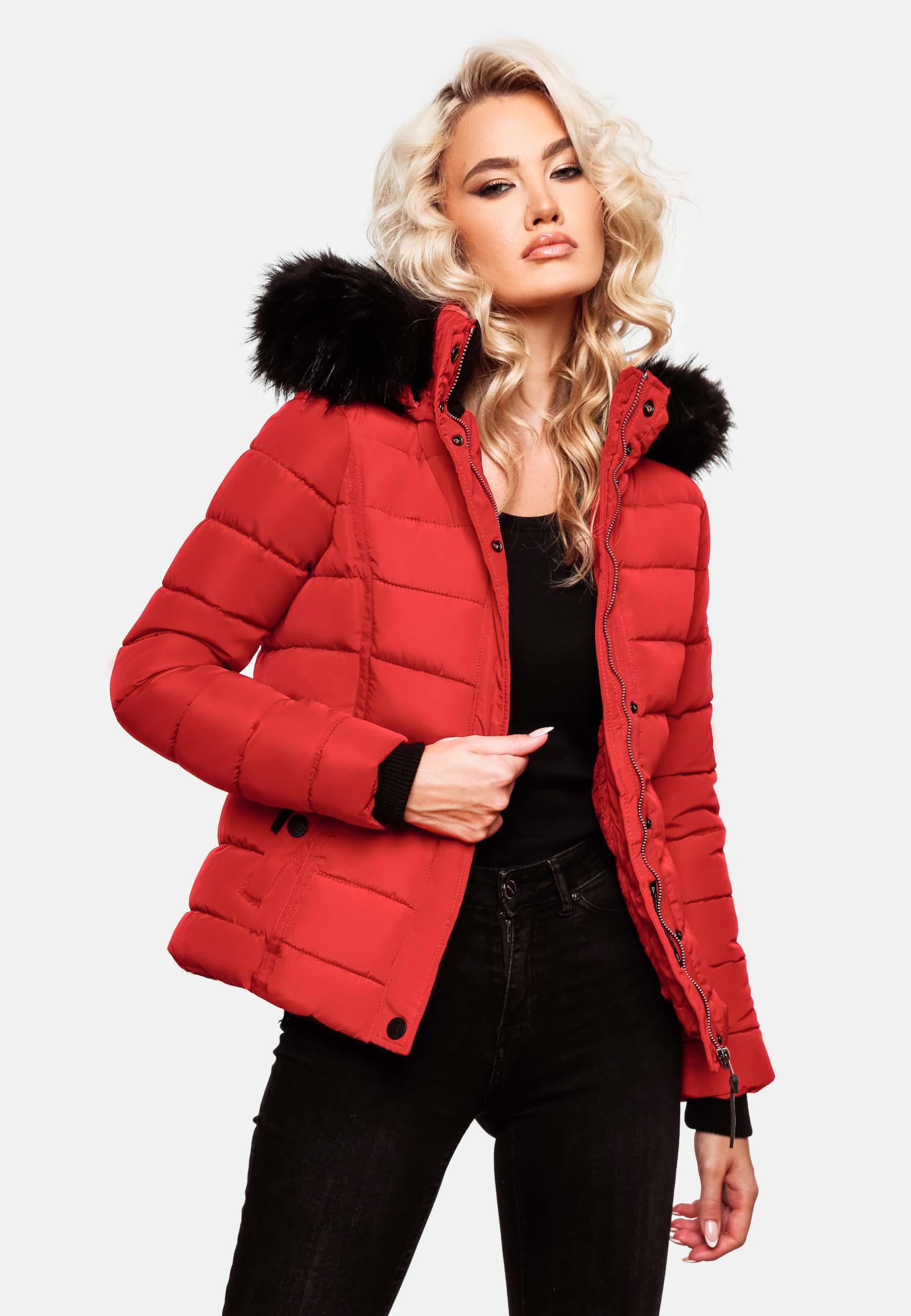 Navahoo Steppjacke »Miamor« mit Kapuze hochwertige Winterjacke m. voluminöser Kunstpelz-Kapuze