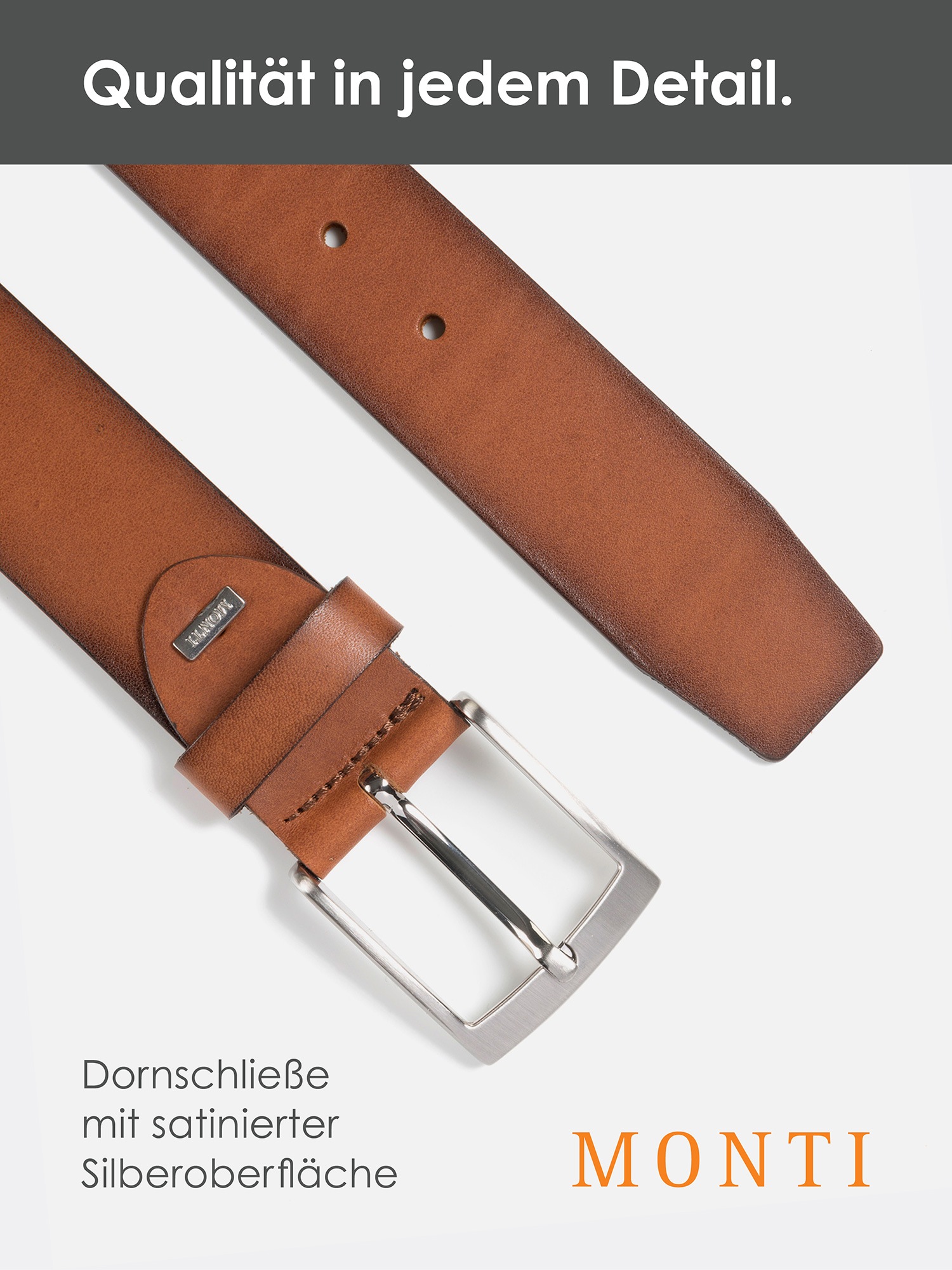 Thumbnail - MONTI Ledergürtel "TUSTON" elegant, langlebig, glänzend