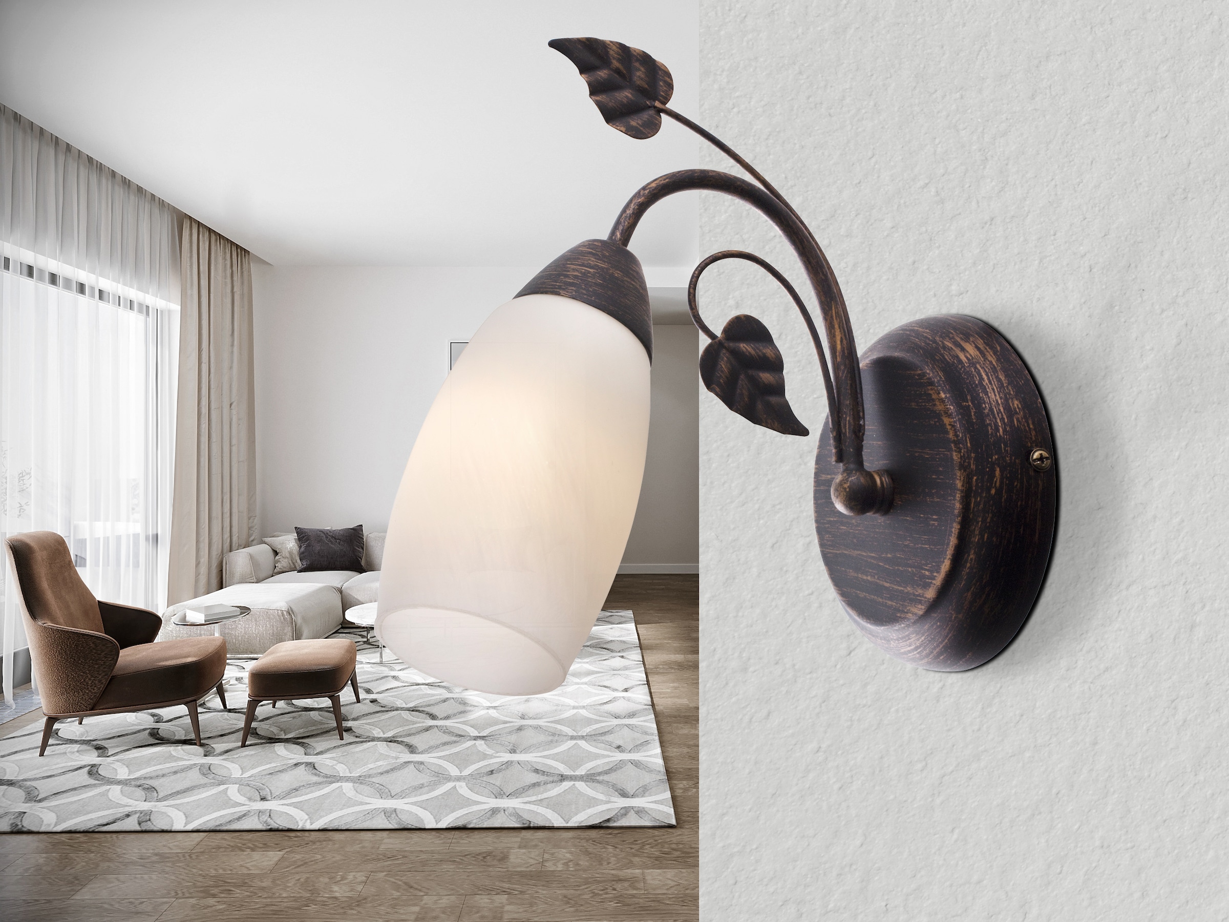 NOWA Wandleuchte »VENEZIA« E14 1 Stk. Wandlampe Wand Wohnzimmer Flur Wandbeleuchtung