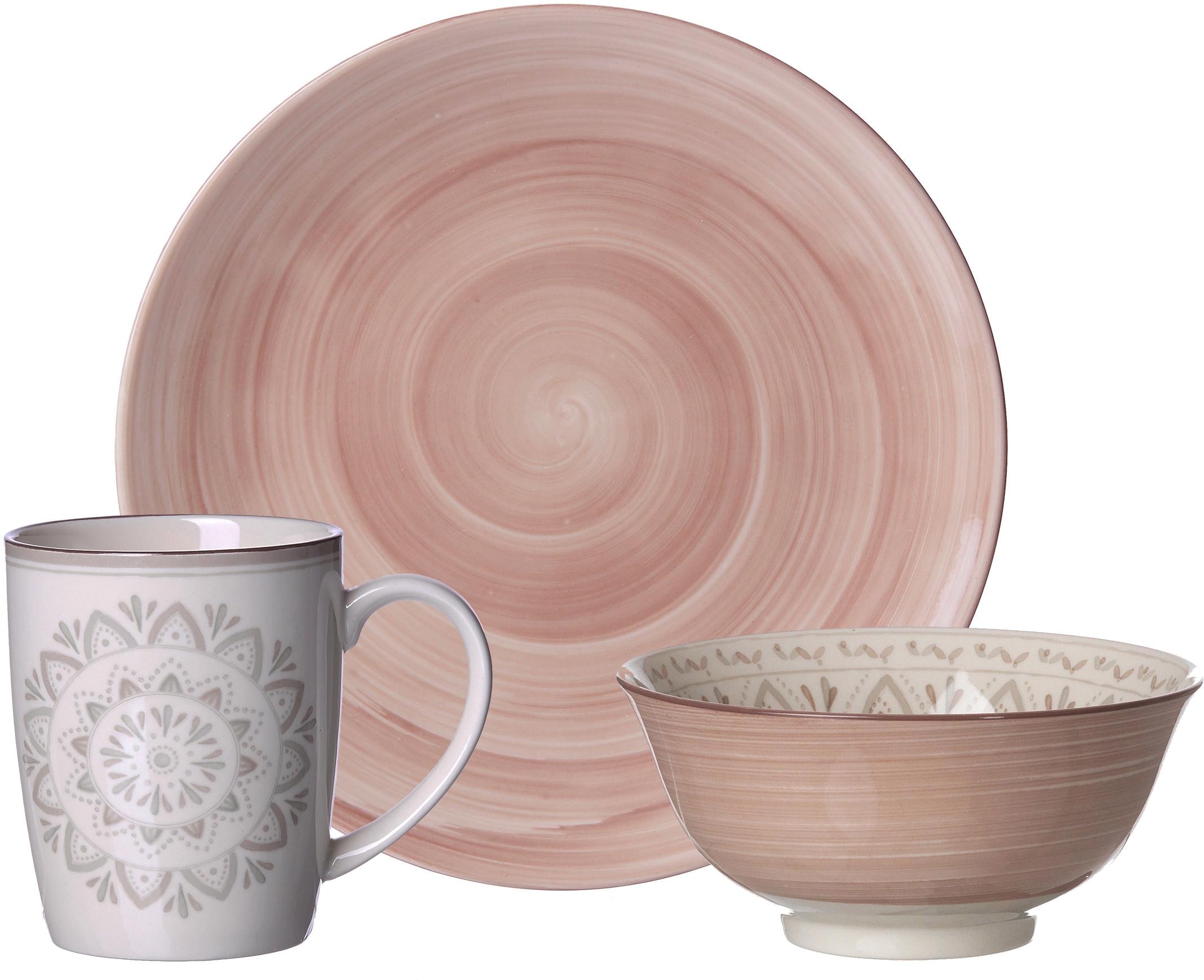 Frühstücks-Geschirrset "Valencia", 3 Stk., rosa, RITZENHOFF & BREKER, Geschirr-Sets, 3 Teile, für 1 Person (Teller, Tasse, Schale)
