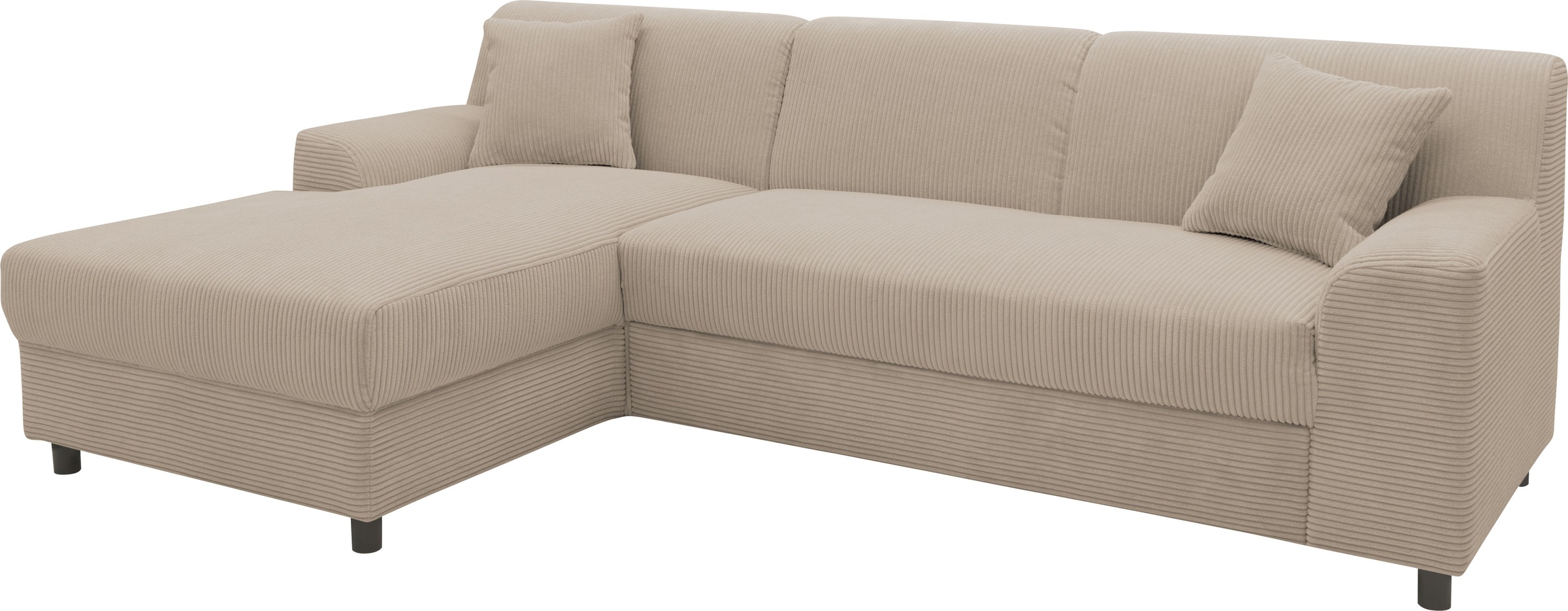 INOSIGN Ecksofa »Turah 2, L-Form, in Cord u. wasserabweisender Microfaser, Federkern«, B/T/H: 241/146/79 cm, incl. Zierkissen, wahlweise mit Bettfunktion