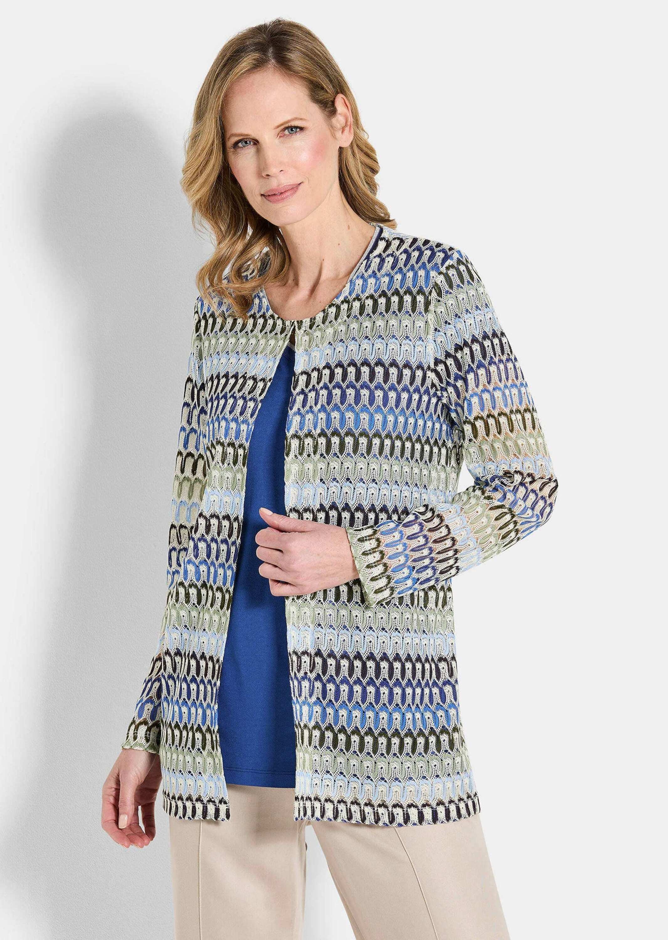 GOLDNER Kurzjacke "Kurzgröße Langarm Spitzenjacke aus Jersey" günstig online kaufen