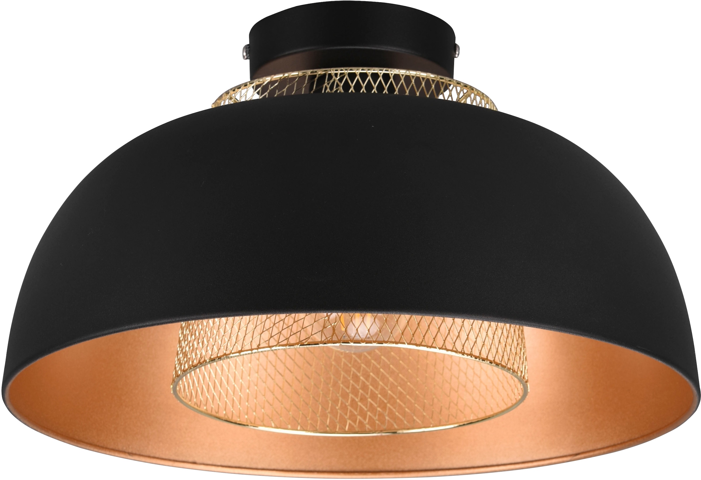 TRIO Leuchten Deckenleuchte »Punch«, 1 flammig-flammig, Industrie-Look mit Doppelschirm schwarz-gold, exkl 1xE27 max 40W