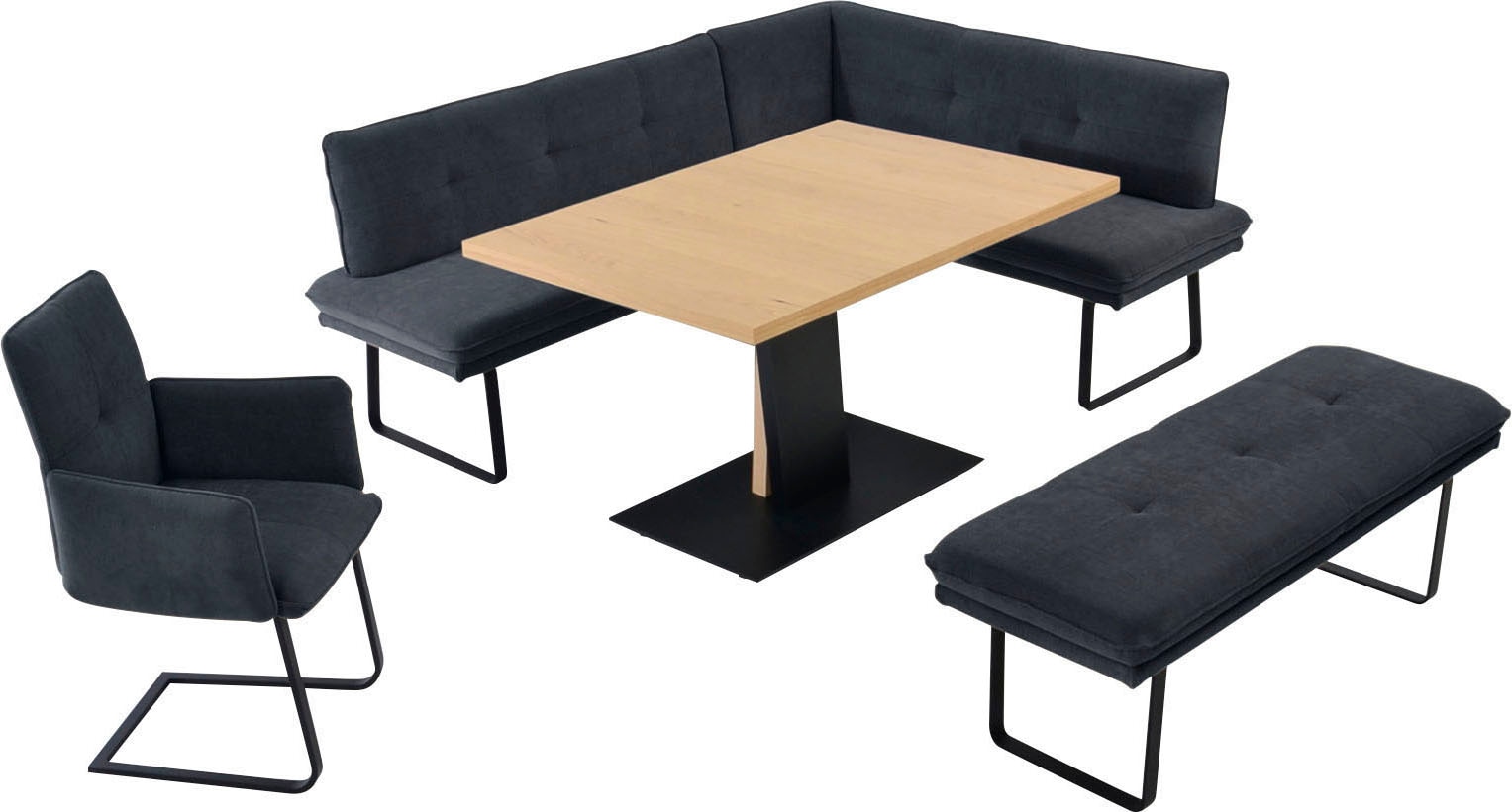 K+W Komfort & Wohnen "Giacomo III" 4 Stk. tlg. wahlweise links oder rechts langer Schenkel 207cm, Freischwingersessel