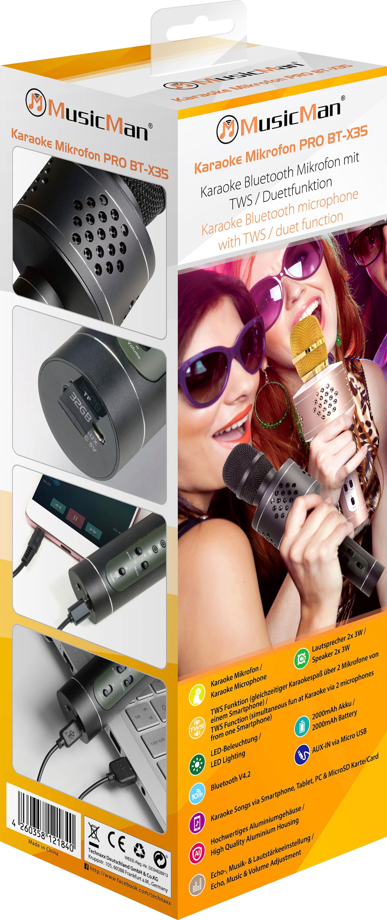 Technaxx Mikrofon »BT-X35«, Kompatibel auch mit MusicMan BT-X36