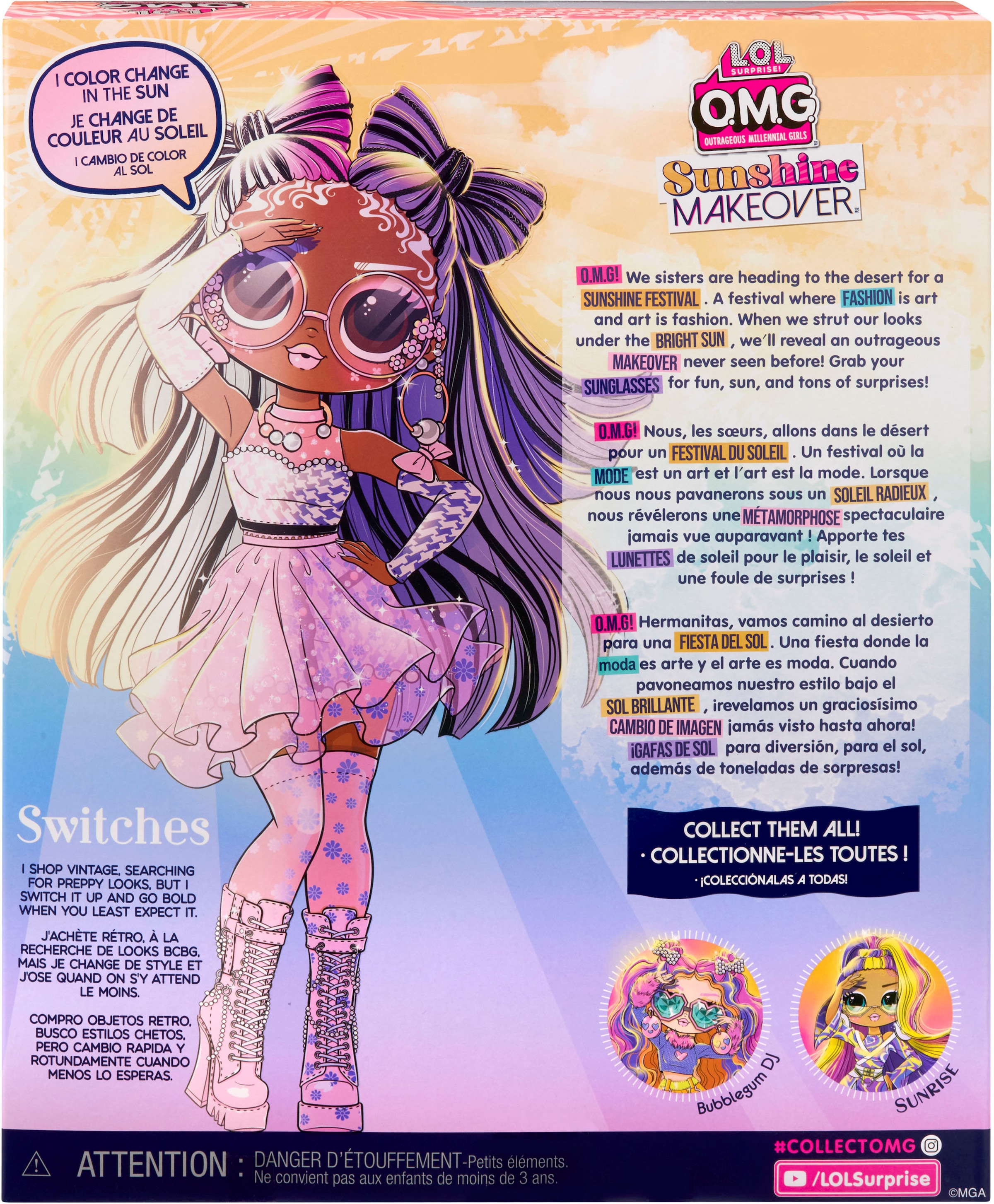 L.O.L. SURPRISE! Anziehpuppe »OMG Sunshine Color Change - Switches«, mit UV-Farbwechsel