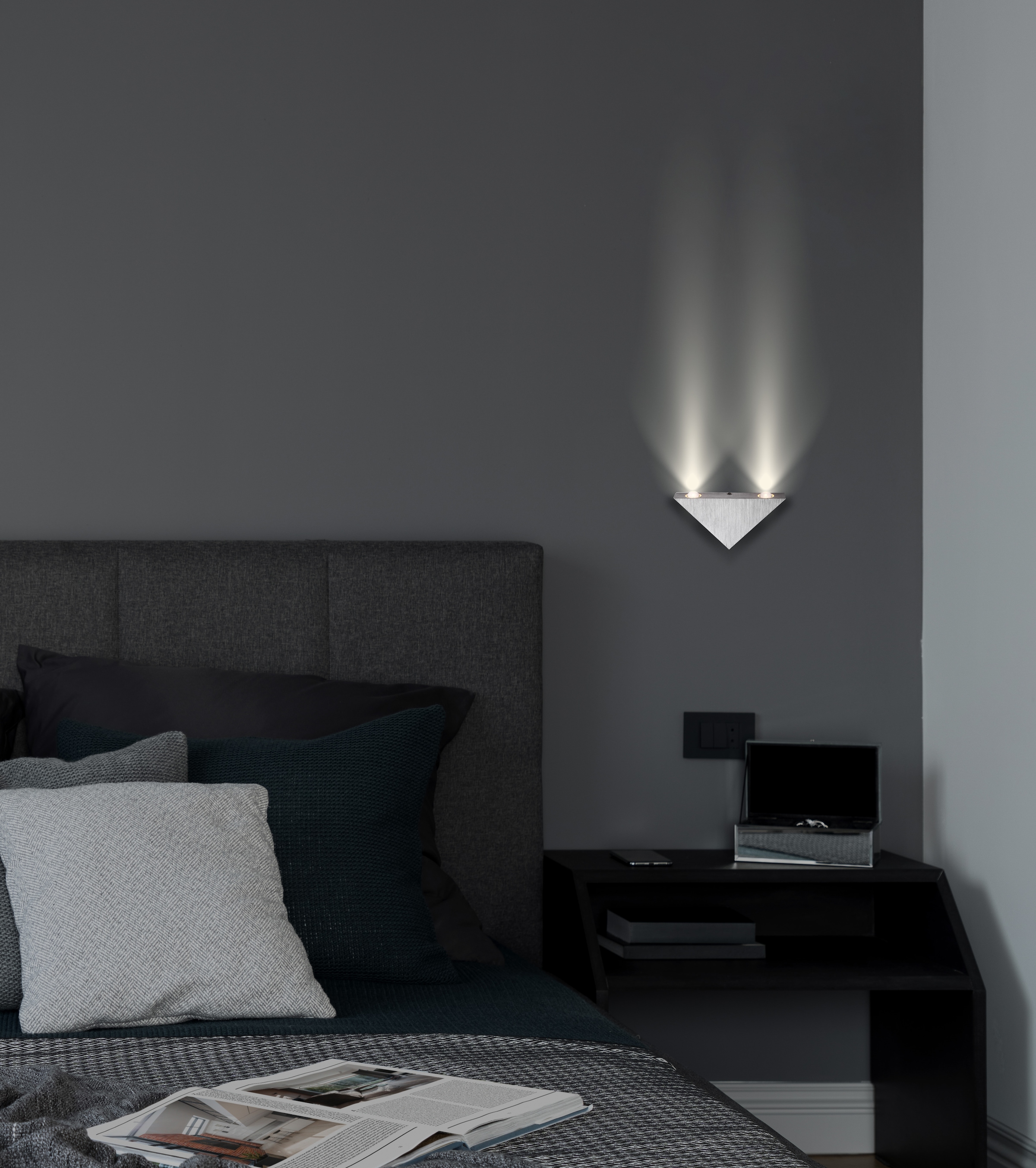 GLOBO LIGHTING LED Wandleuchte »GORDON«, Leuchtmittel LED-Modul | LED fest integriert, Wandlampe/Dreieck/Aluminium/Wohnzimmer/Flur/3000K
