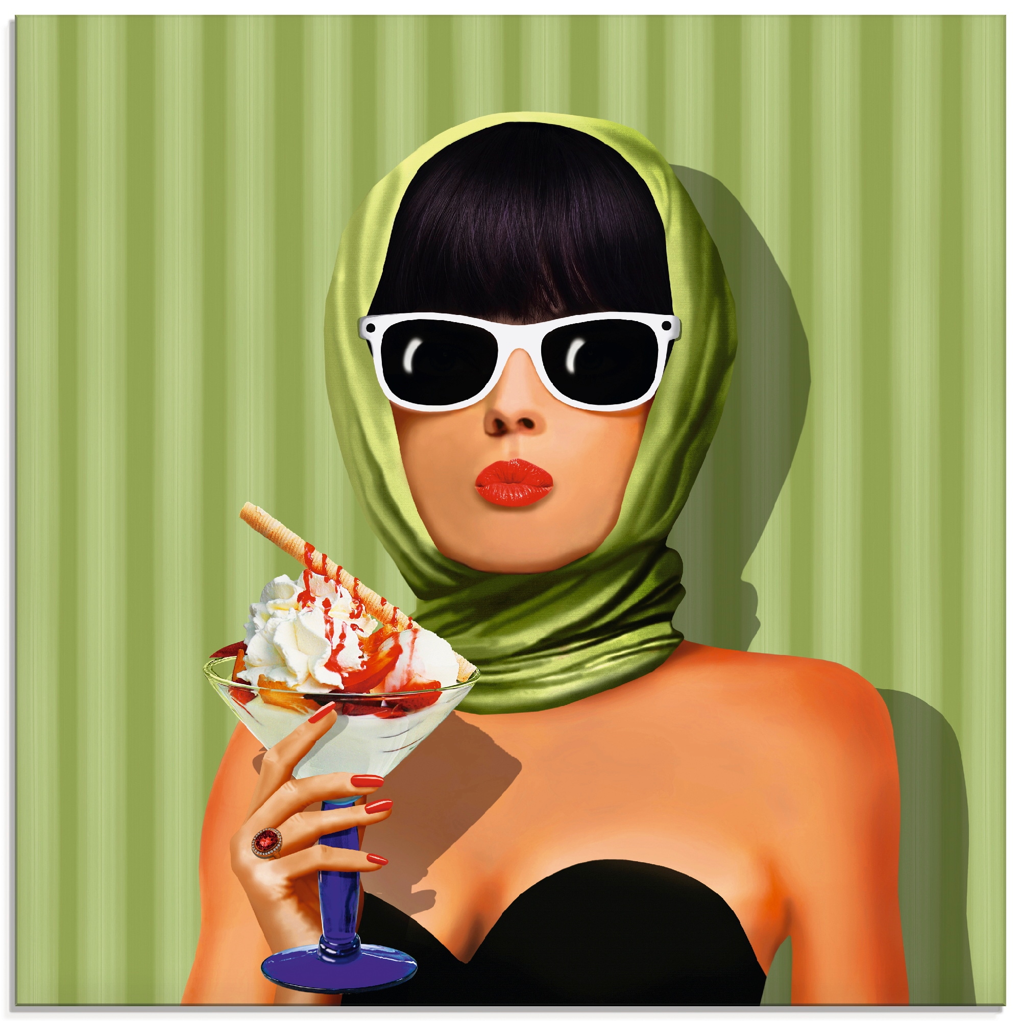 Artland Glasbild "Sommerliebe, Sommer, Sonne und Eiscreme" Frau 1 Stk. tlg. in verschiedenen Größen