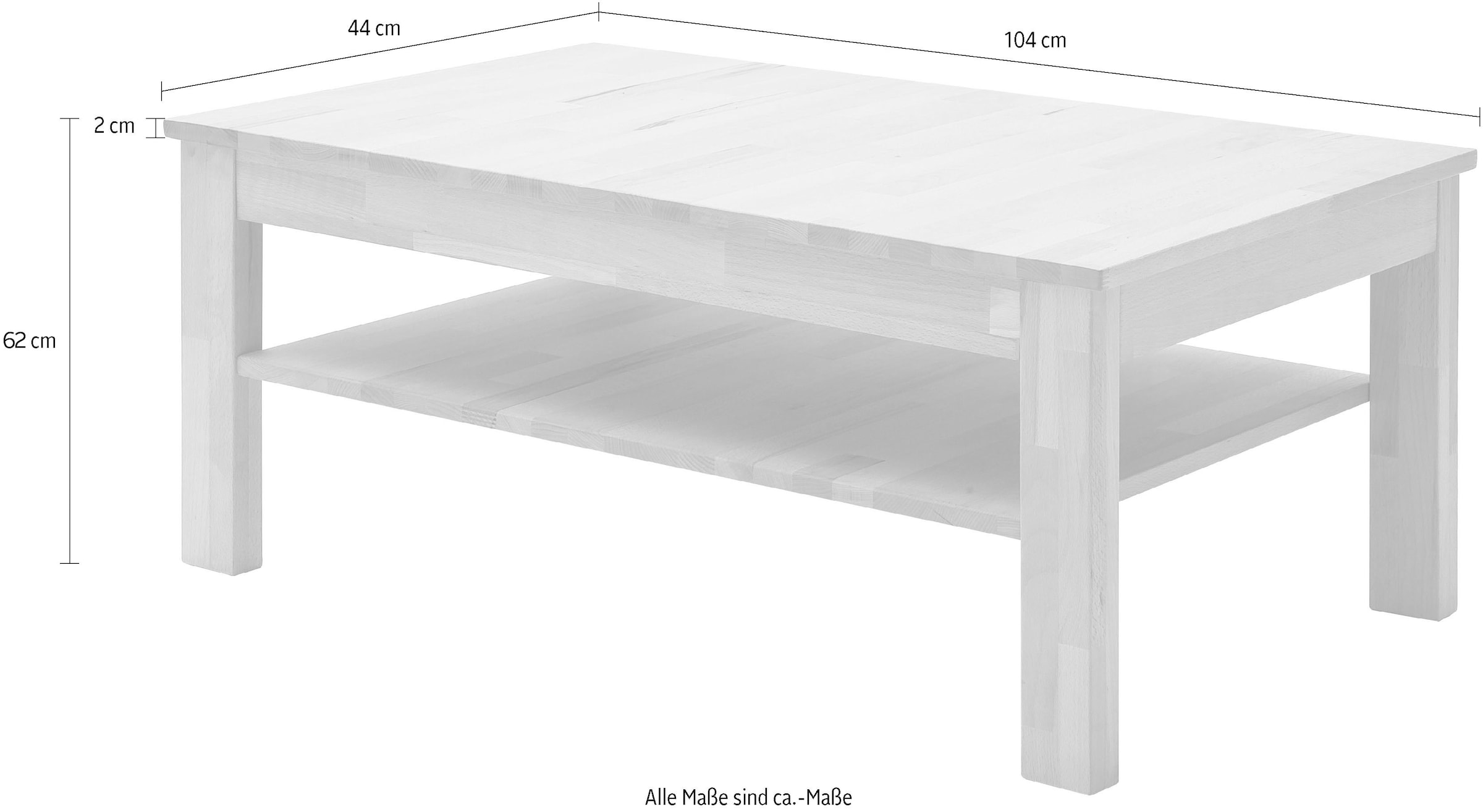 MCA living Couchtisch »Fenja Wohnzimmertisch, Holztisch, Sofatisch« 1 Stk. tlg. Massivholz, Kernbuche, rechteckig, Breite 104 cm, Made in Europe