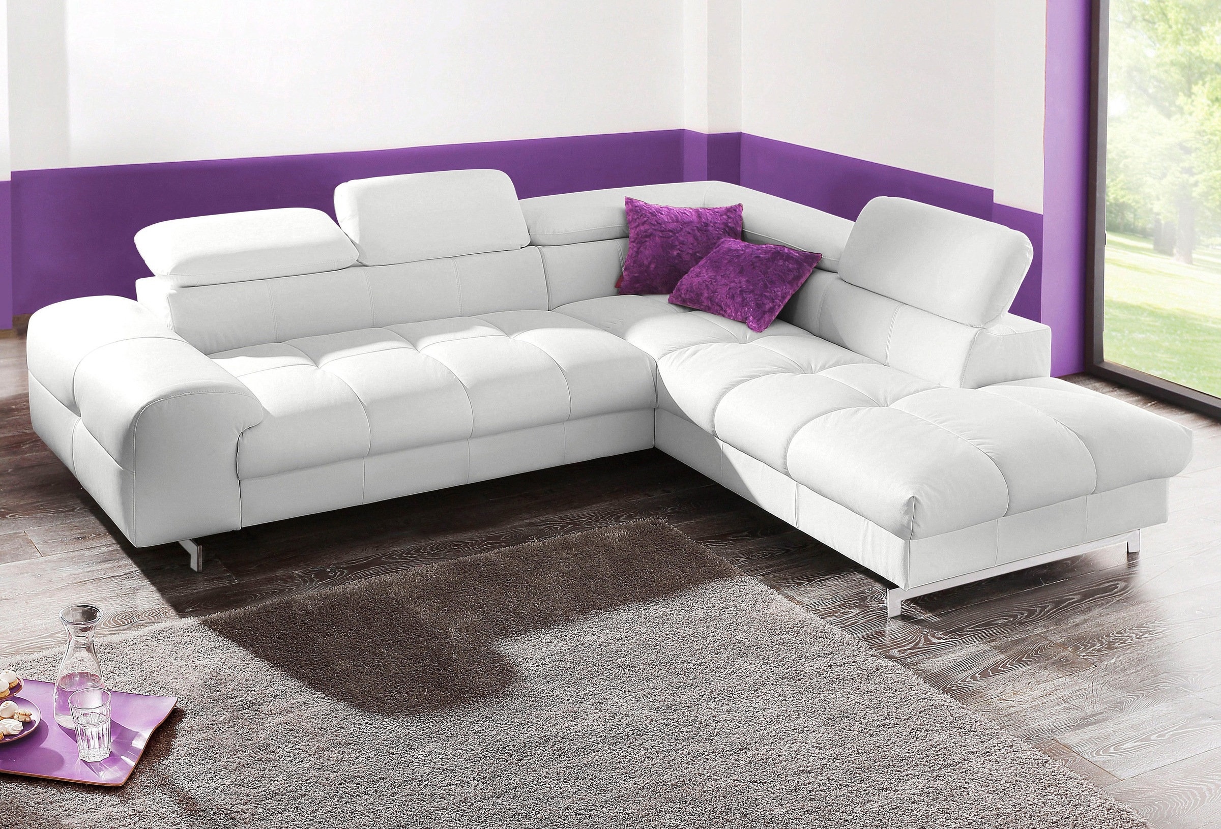 COTTA Ecksofa »Chef L-Form«, mit Kopfteilverstellung, edle Metallkufen, wahlweise mit Bettfunktion