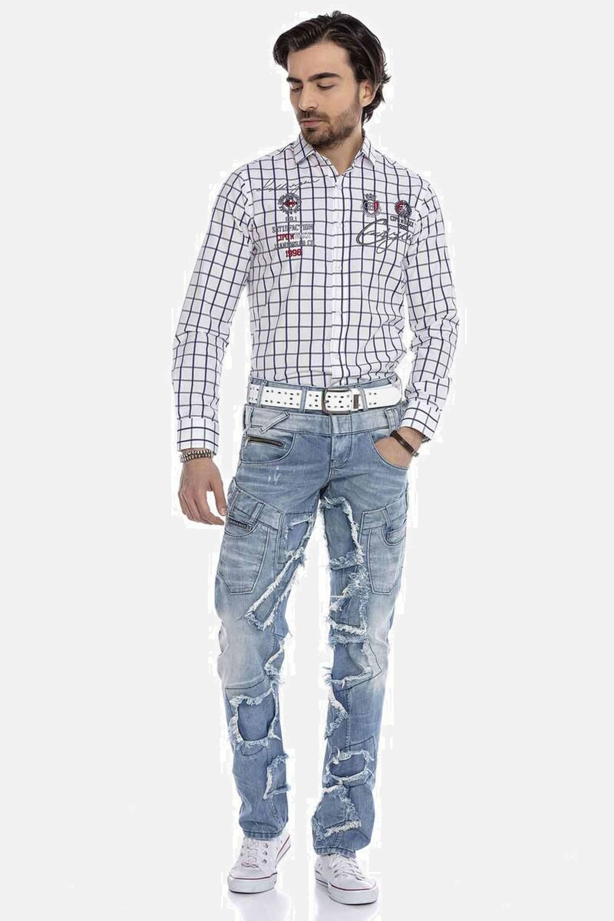 Cipo & Baxx Straight-Jeans »DENIM«, bequeme Jeans im trendigen Patchwork-Design, CD617