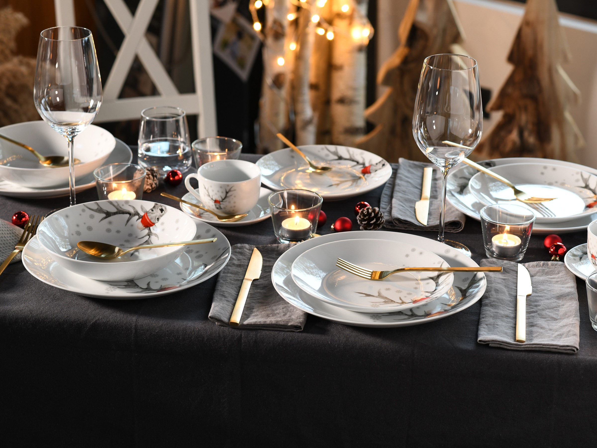 CreaTable Kombiservice »Luna Hirsch«, (Set, 30 tlg.), winterliches Hirsch-Motiv