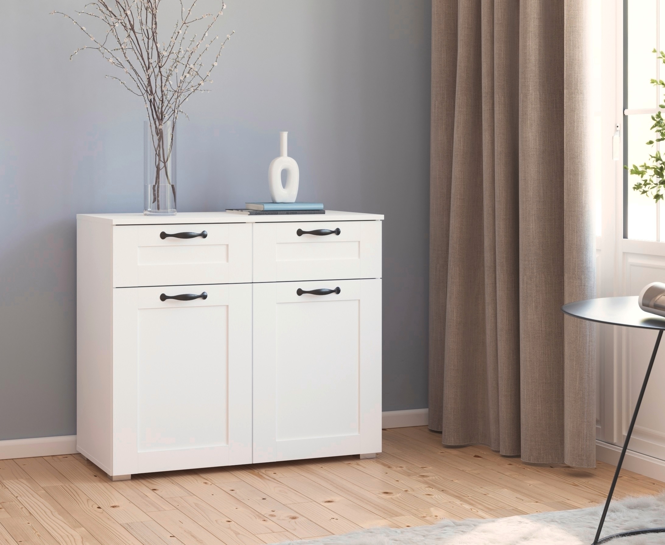 rauch Kombikommode »Cottage by Aditio«, in skandinavischem Landhausstil, 2 Schubladen mit Softclose-Funktion