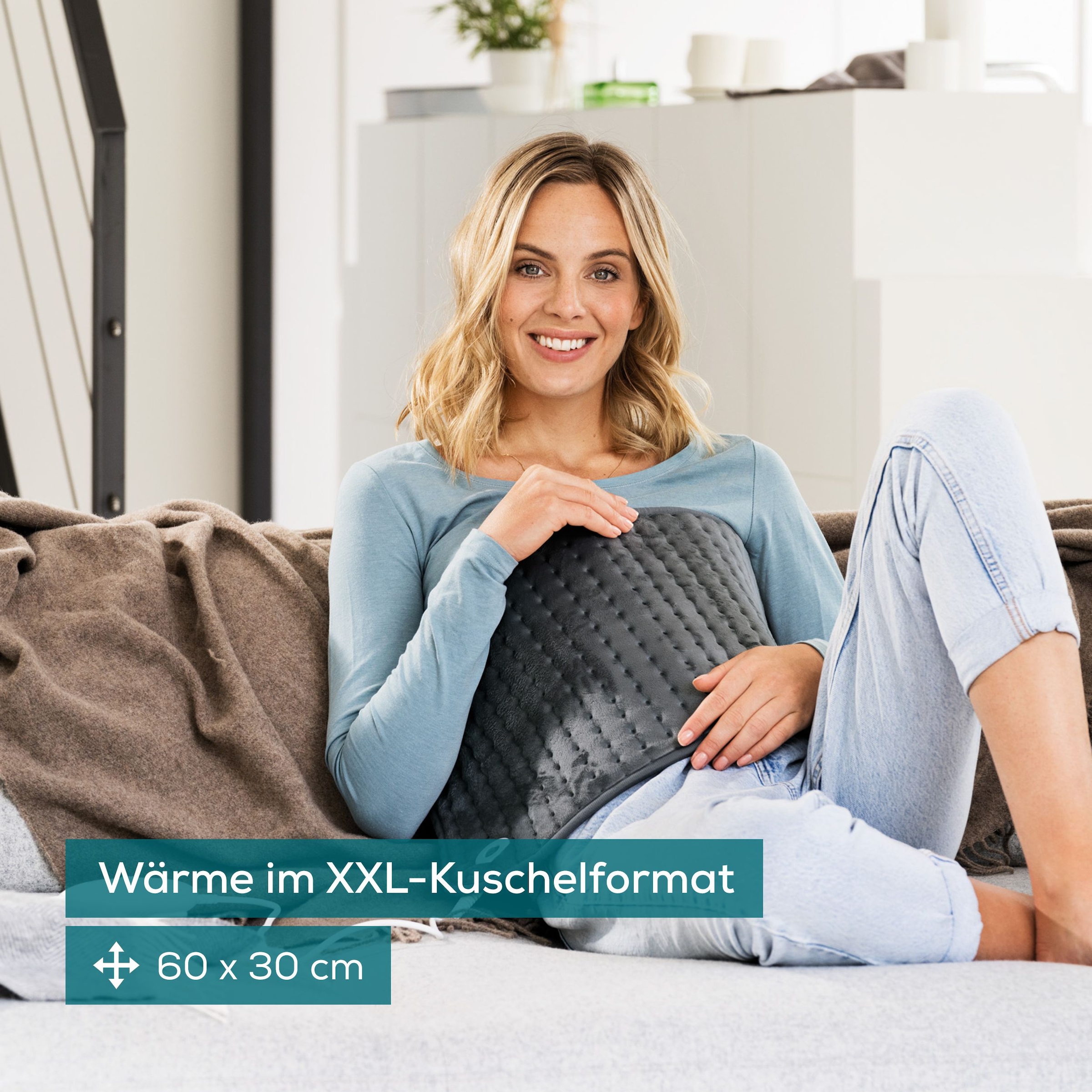 BEURER Heizkissen »HK 123 XXL, extra großes Format mit 60 x 30 cm für großflächige Wärme«, 3 Temperaturstufen, maschinenwaschbar, Sicherheitsabschaltung