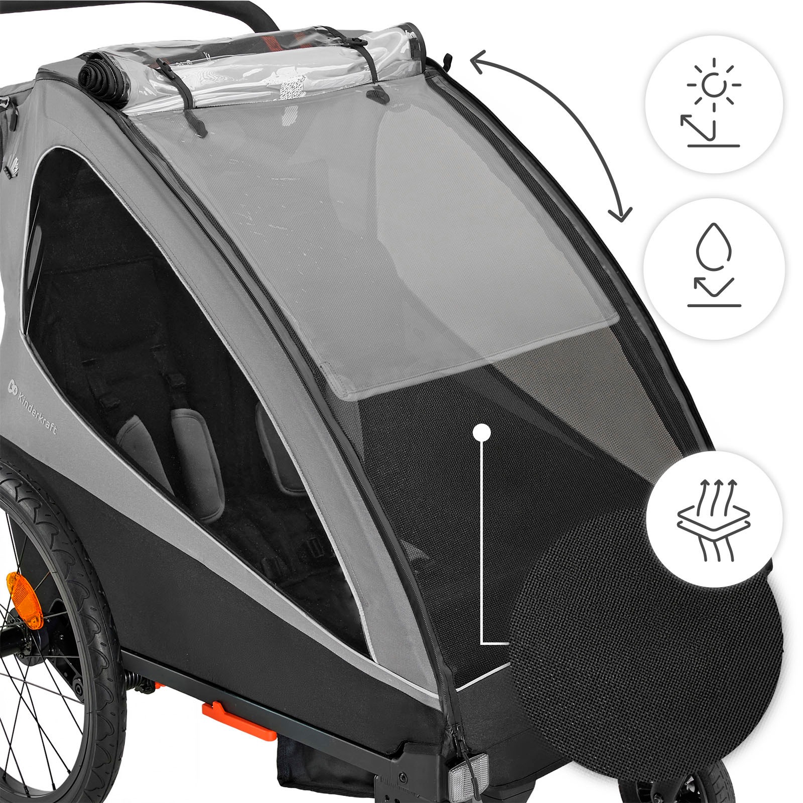 Kinderkraft Fahrradkinderanhänger »NAVA WALK« 2in1 Fahrradanhänger & Buggy, Luftreifen, für 2 Kinder
