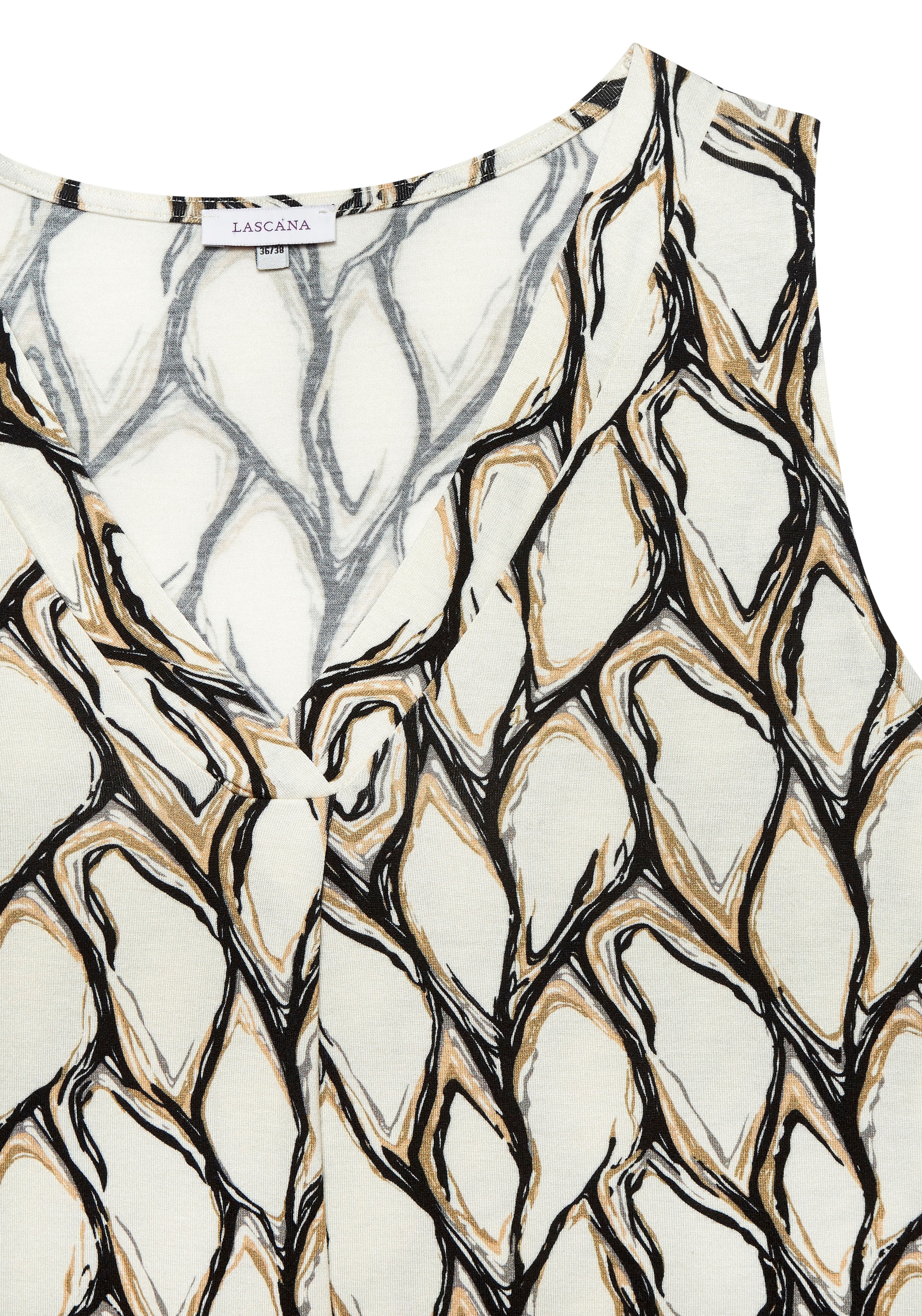 LASCANA Tanktop, mit Alloverprint und V-Ausschnitt, sommerliches Blusentop