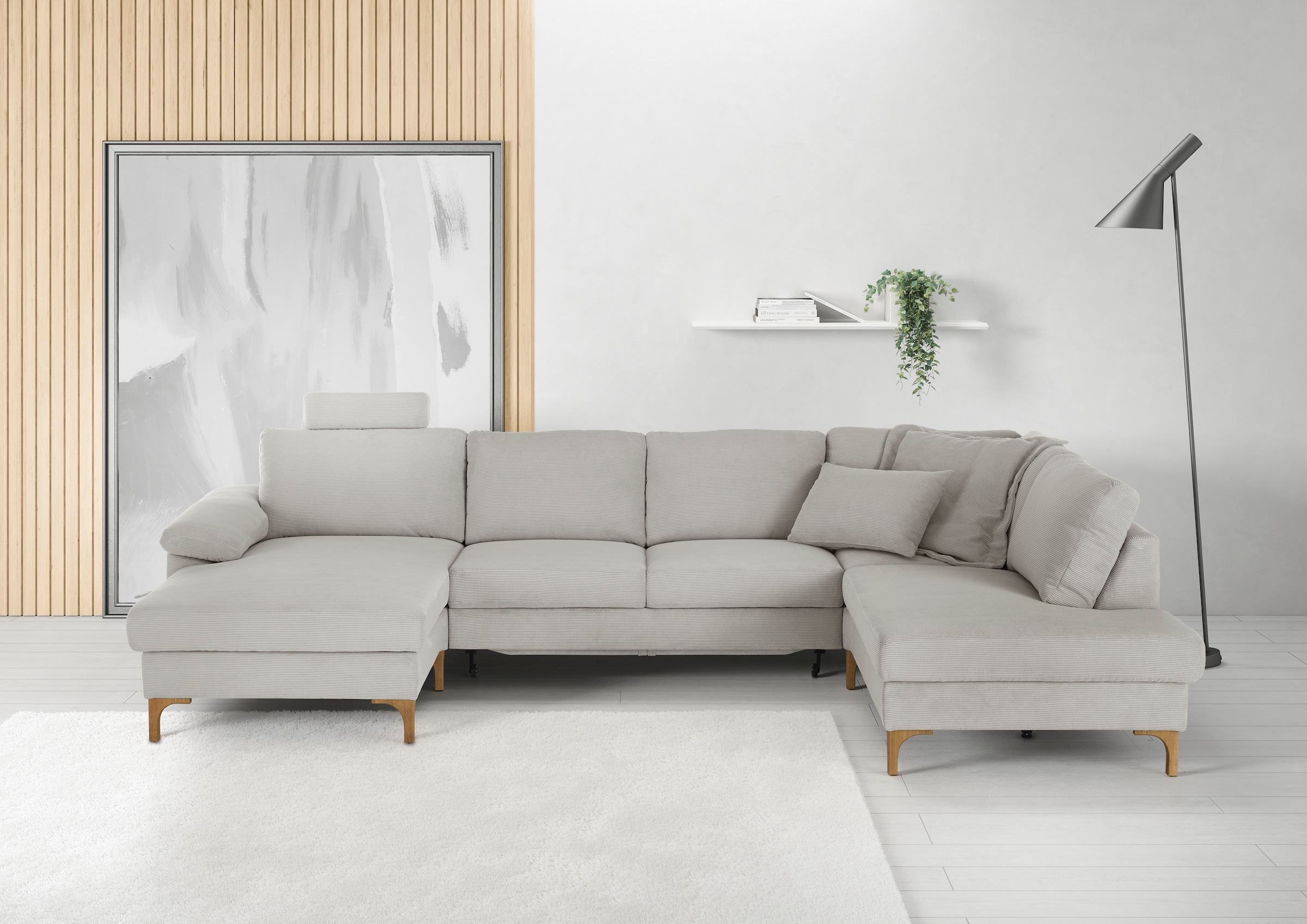 3C Candy Wohnlandschaft "Lecce, wahlweise PUR-Schaumstoff oder Tonnentaschenfederkern U-Form" Bettkasten in Umbauecke und Longchair, sowie Querschläfer im 2-Sitzer