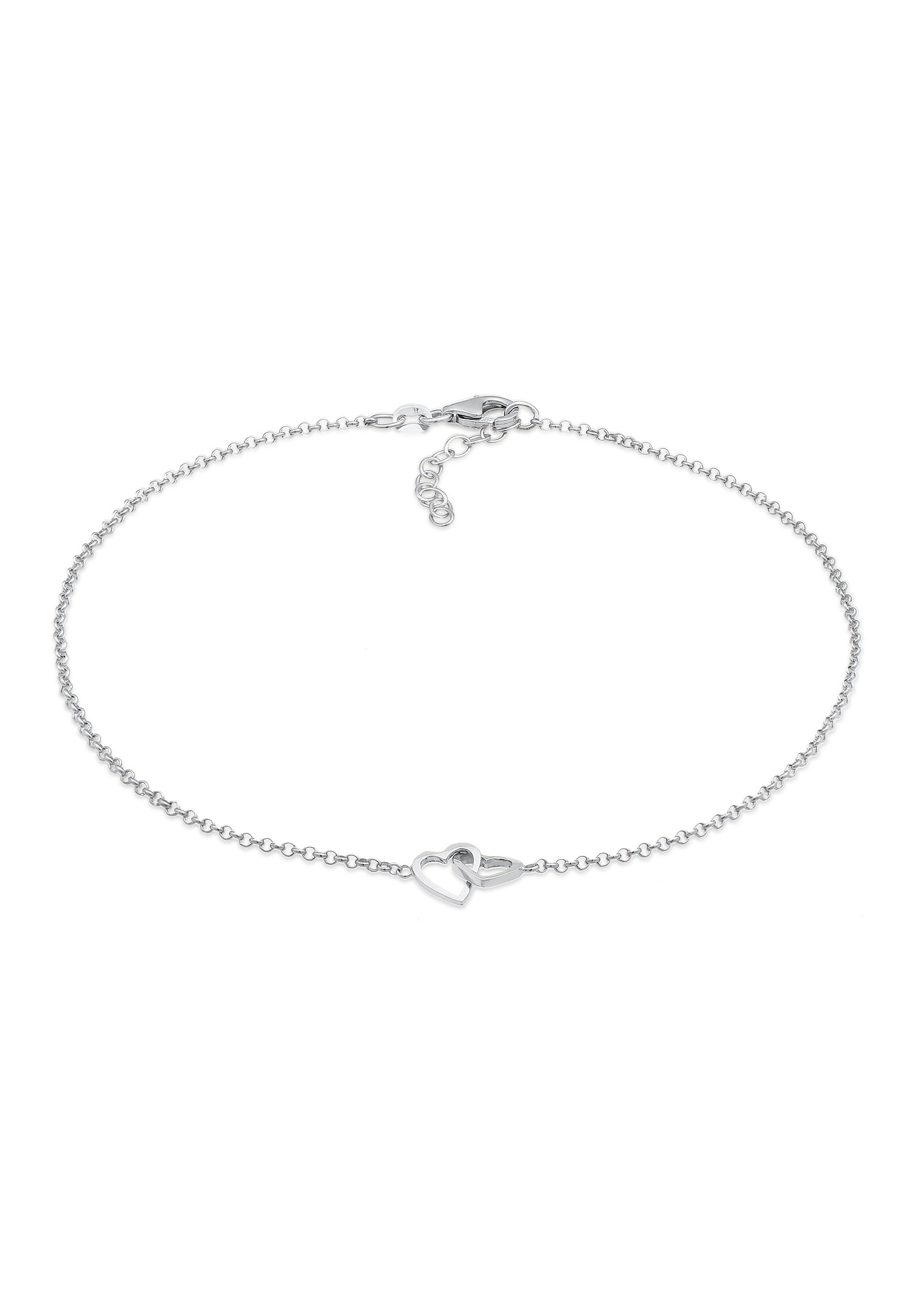 "Fußkette ELLI ""Fußschmuck Herz Liebe Verschlungen 925 Silber"" Gr. 25, silber, Fußketten, Damen, Silber 925 (Sterlingsilber)"