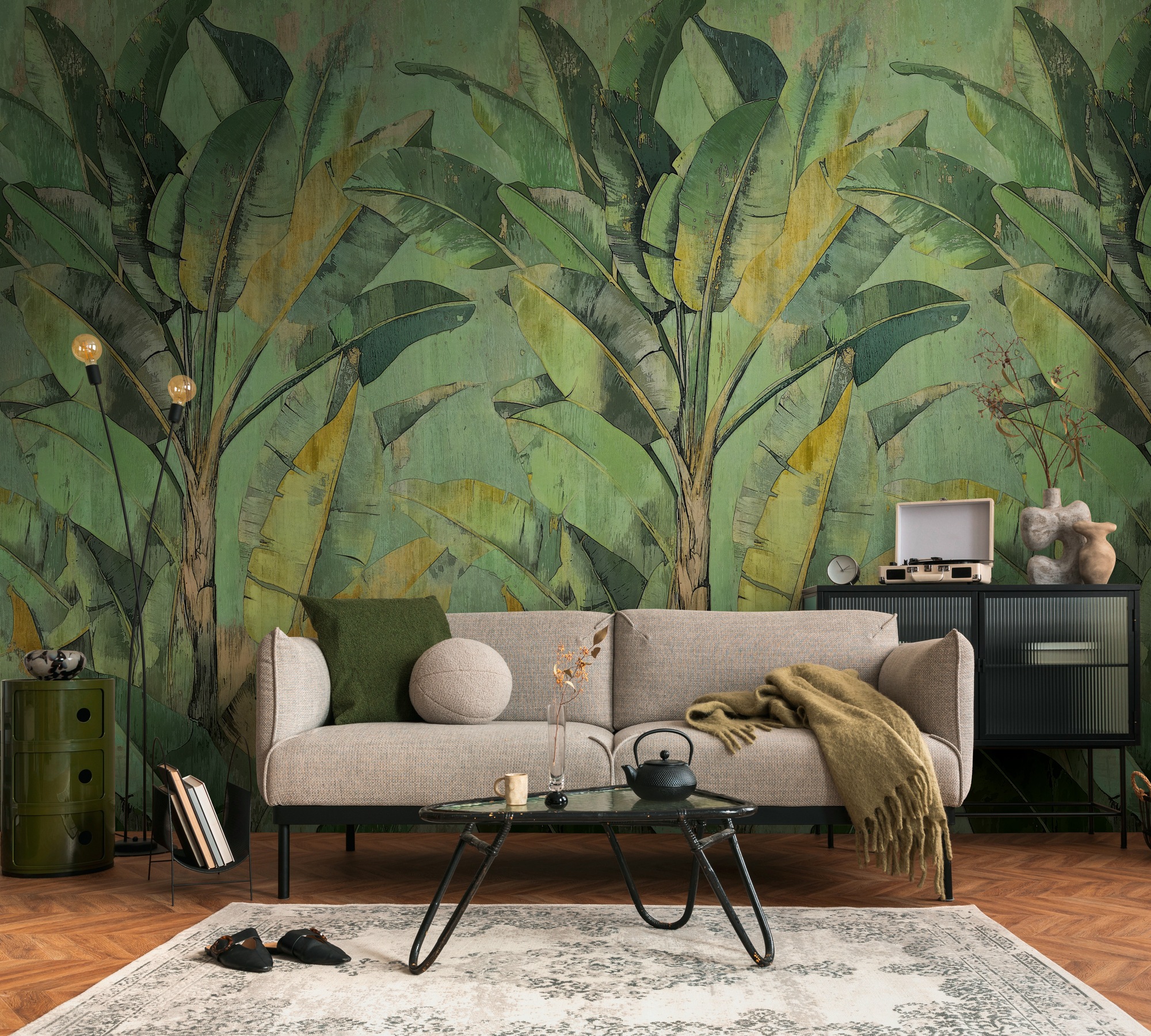 living walls Vliestapete "Fototapete Tropische Palmenblätter erweiterbar"