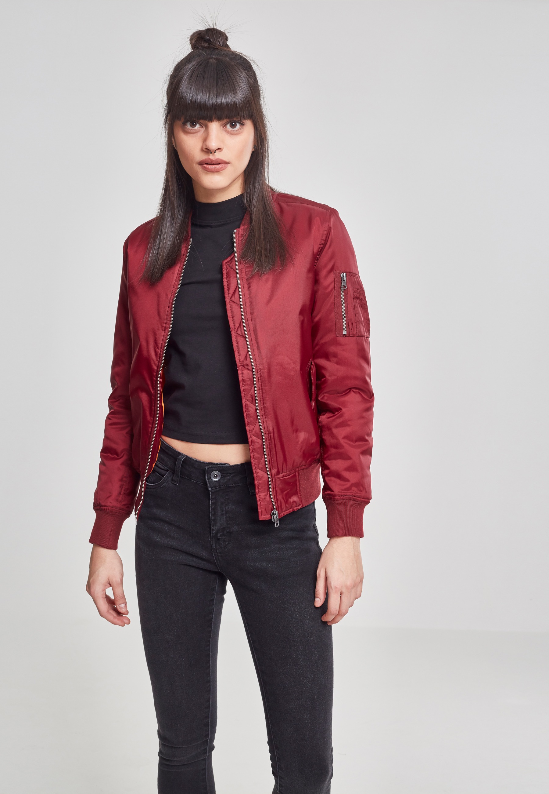 URBAN CLASSICS Allwetterjacke »Urban Classics Damen Ladies Basic Bomber Jacket« 1 Stk. tlg. ohne Kapuze
