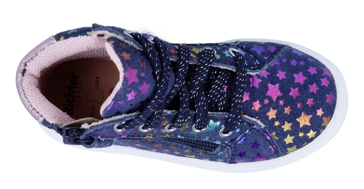 Richter Sneaker »Alessa WMS: Mittel«, Schnürboots mit bunten Sternchen, Größenschablone zum Download