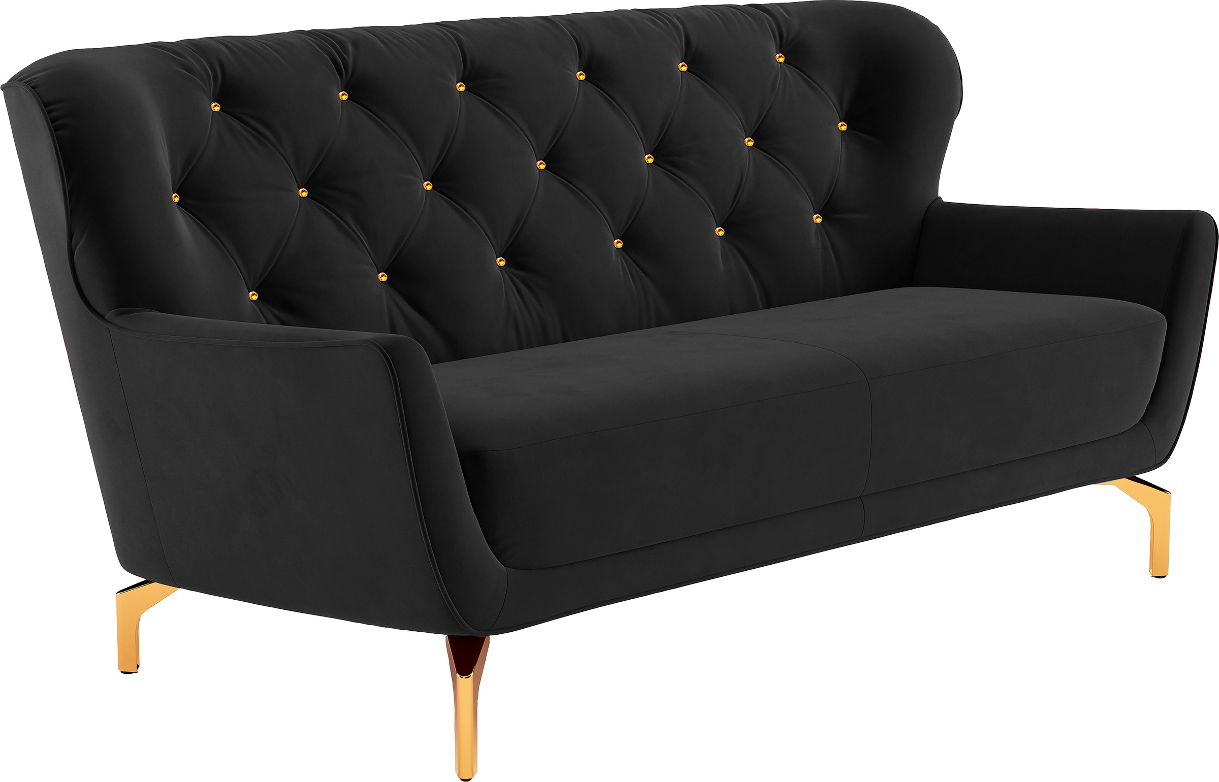 sit&more 3-Sitzer »Orient 3«, inkl. 2 Zierkissen mit Strass-Stein, goldfarbene Metallfüße