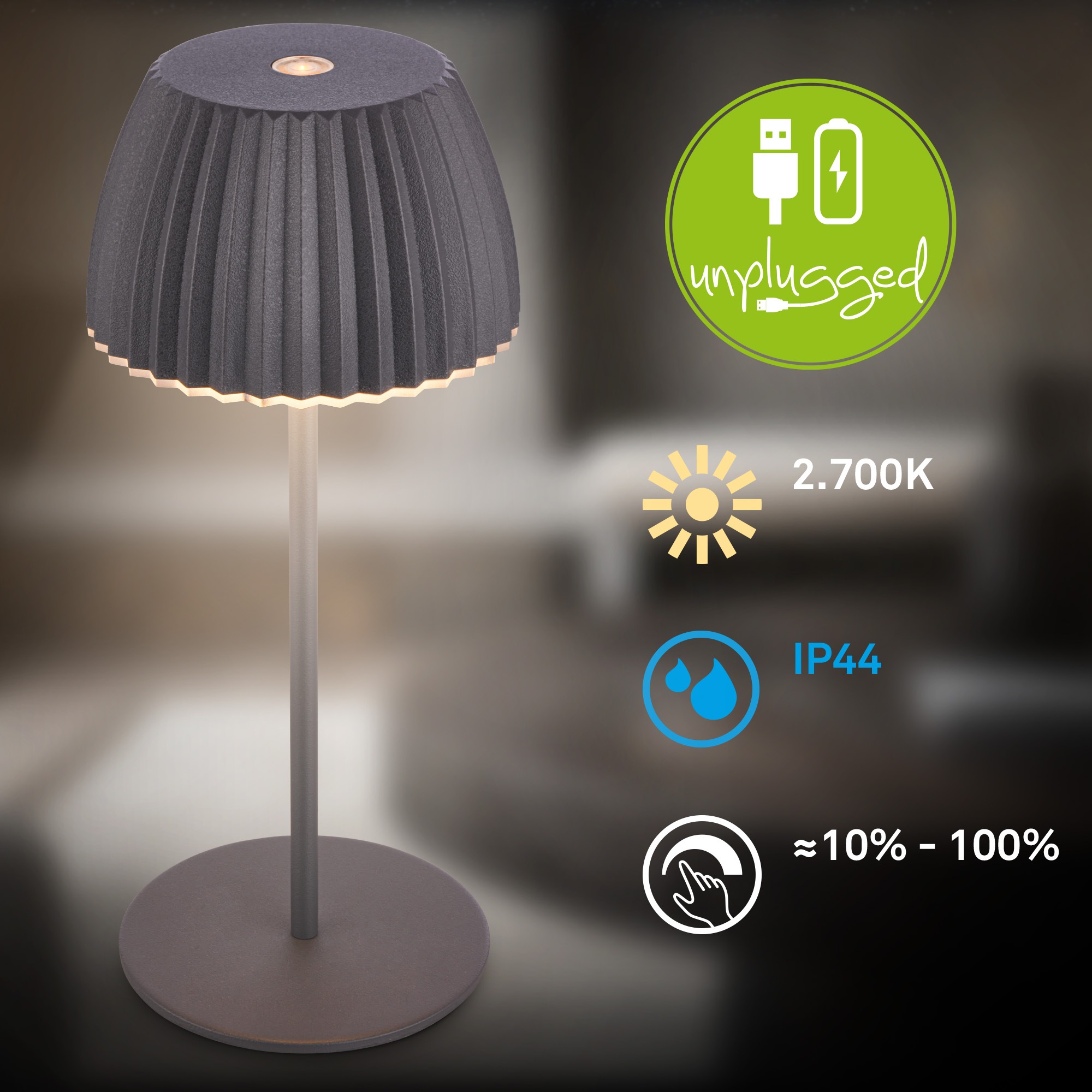 Briloner Leuchten LED Tischleuchte »Akku LED Tischleuchte«, Leuchtmittel LED-Modul | LED fest integriert
