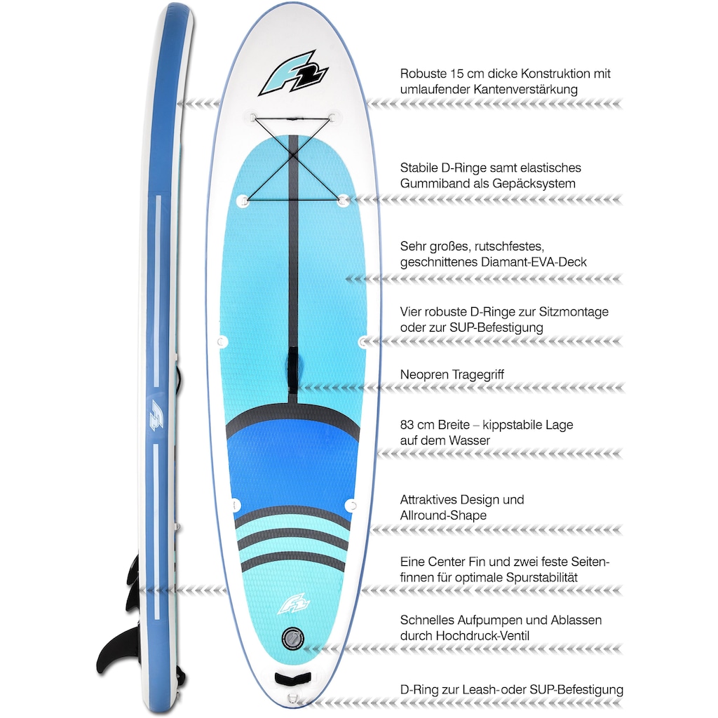 F2 Inflatable SUP-Board »F2 Cross«, (Set, 5 tlg., mit Paddel, Pumpe und Transportrucksack)