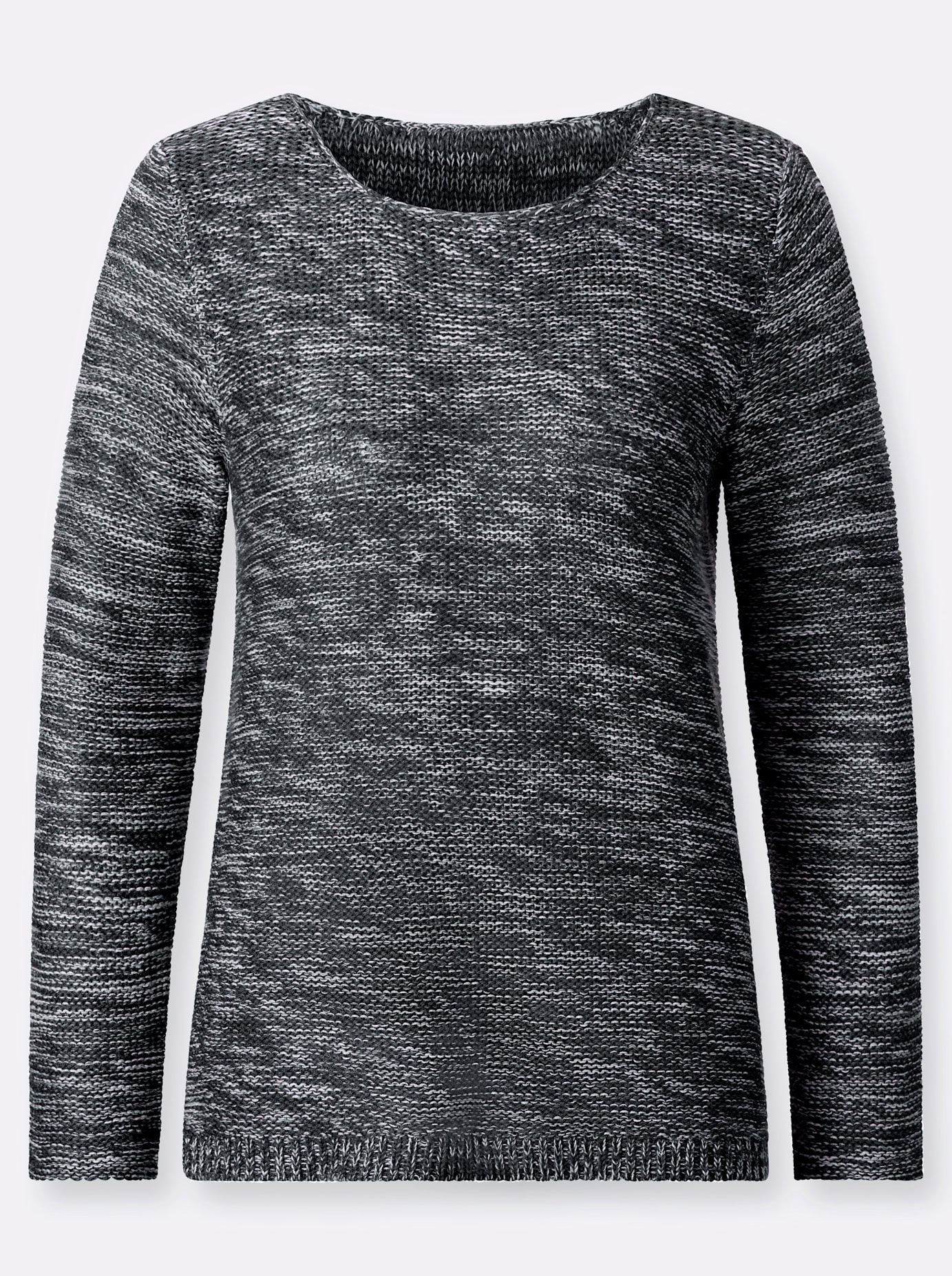 Rundhalspullover CASUAL LOOKS "Pullover", Damen, Gr. 48, schwarz (schwarz, meliert), 54% Baumwolle, 46% Polyacryl, meliert, figurumspielend, Pullover Rundhalspullover 3