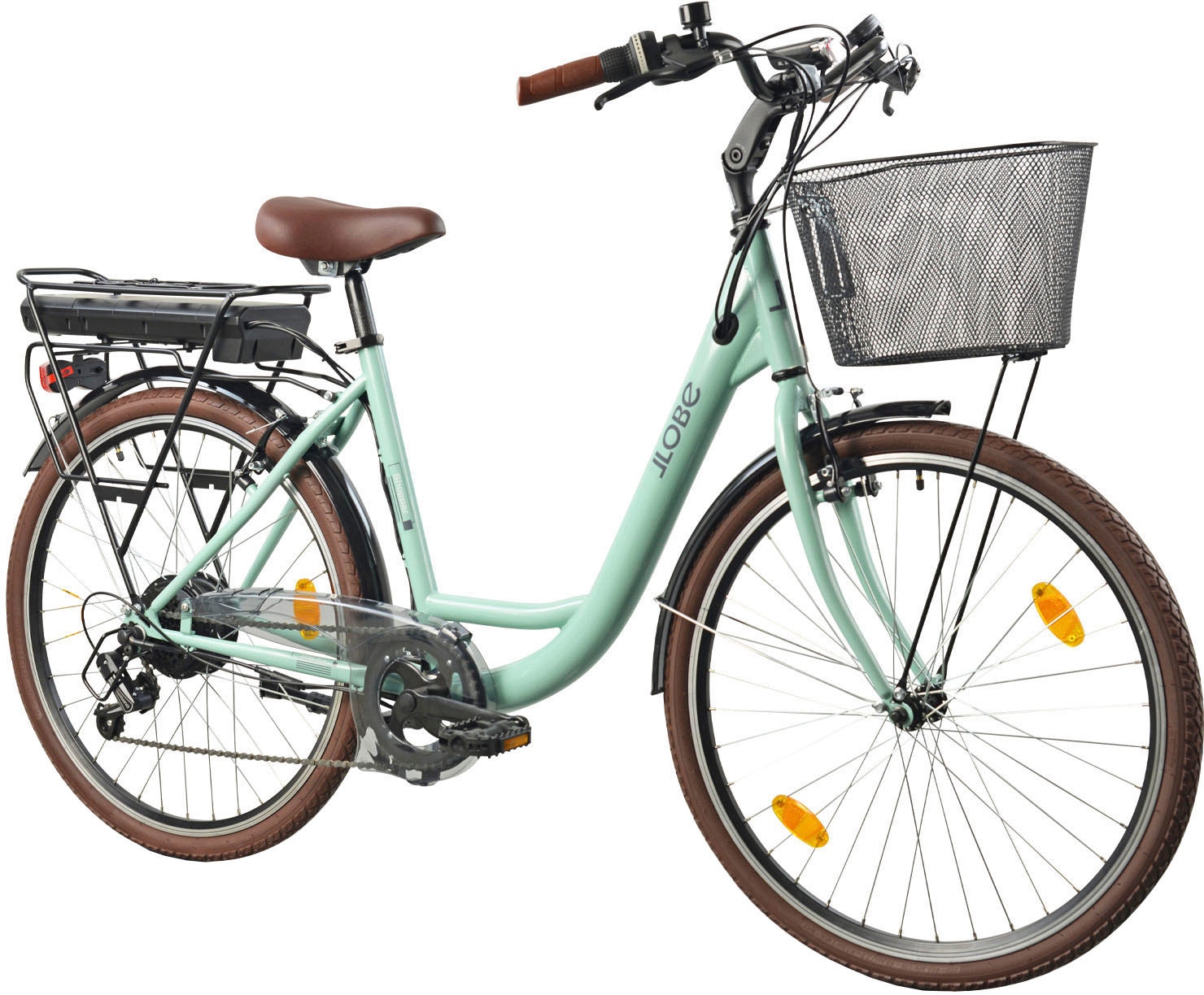 LLobe E-Bike »City E-Bike 26" Shopper mint«, Shimano, Tourney, Heckmotor 250 W