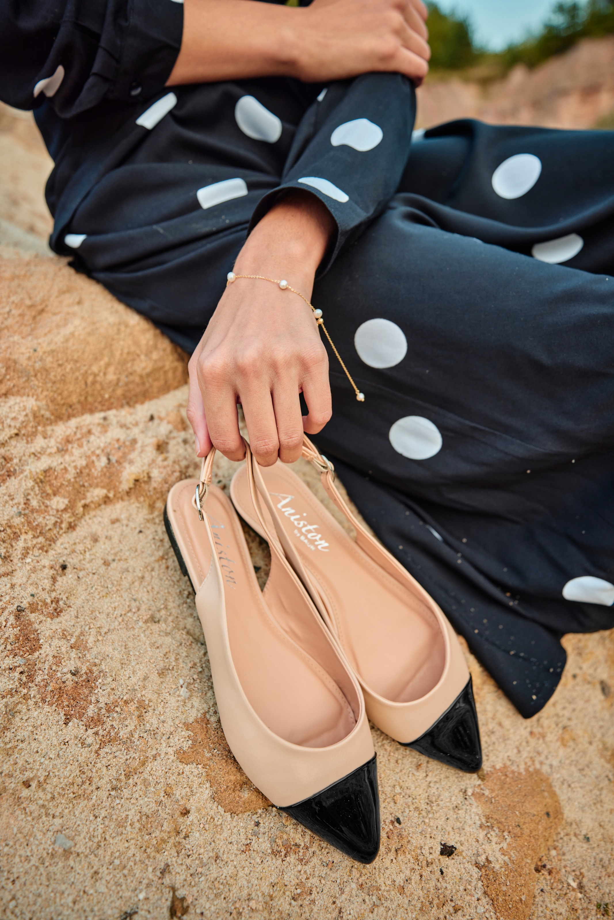 Aniston SHOES Slingpumps, Flat, Sommerschuh, Lackspitze - NEUE KOLLEKTION günstig online kaufen