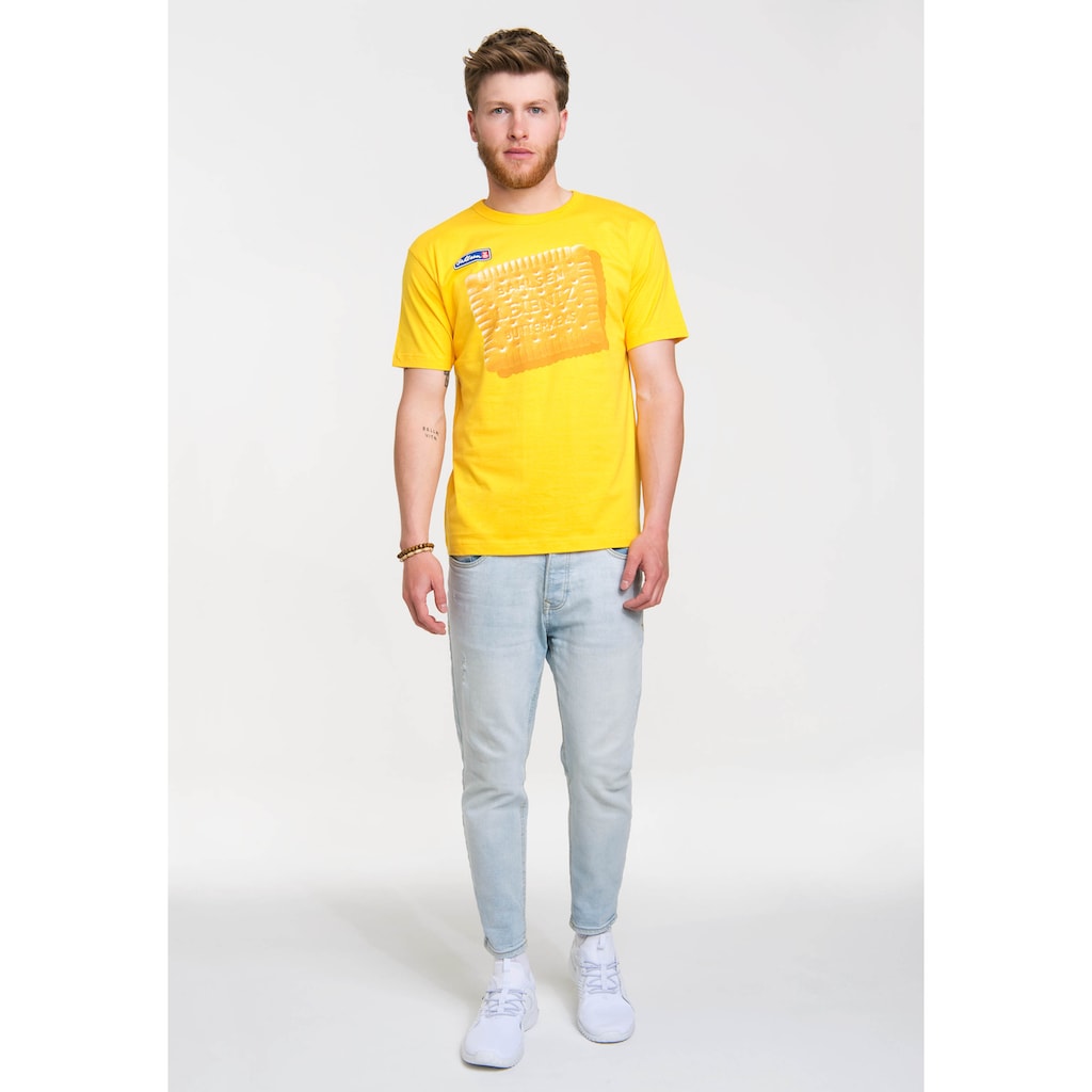 Herrenmode Shirts LOGOSHIRT T-Shirt »Leibniz Keks«, mit tollem Frontdruck gelb