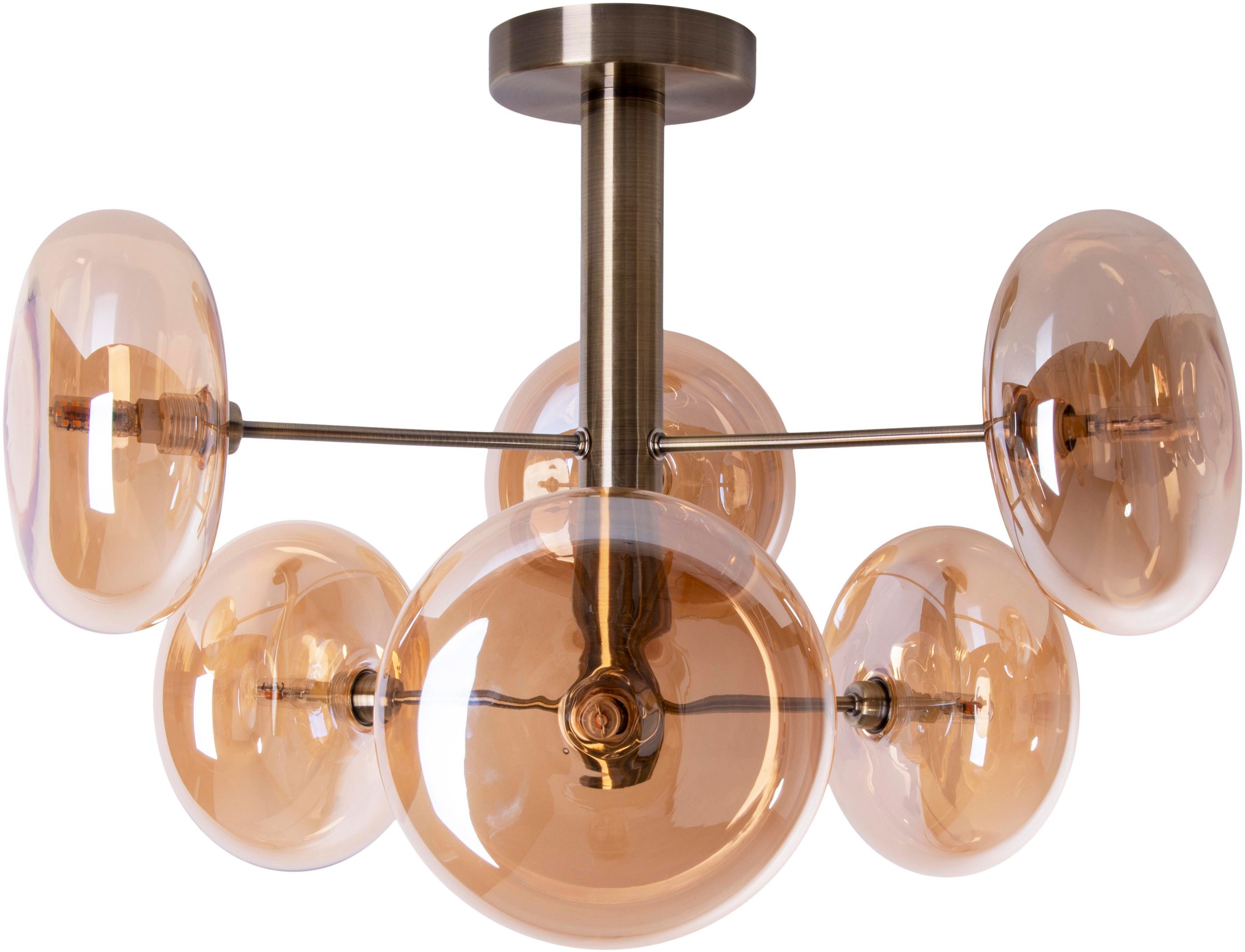näve Deckenleuchten »Orion«, 6 flammig, Leuchtmittel G9 | ohne Leuchtmittel, Glasschirme, 6flg. G9, exkl. Leuchtmittel, messing-matt, D: 53cm