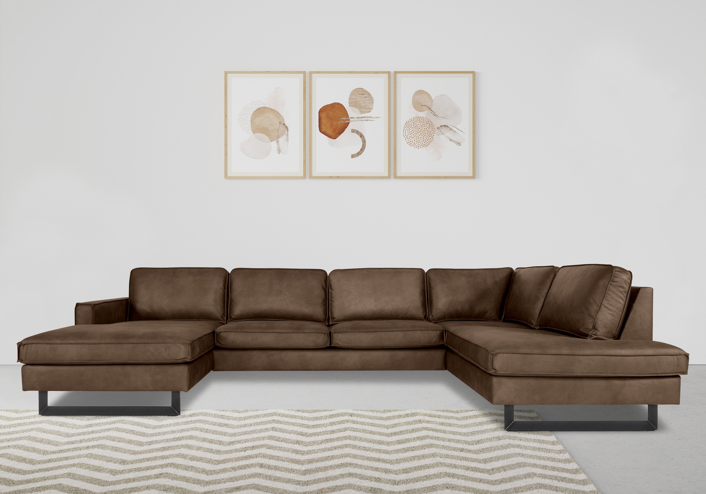 Places of Style Wohnlandschaft "Pinto, 350 cm, U-Form, XXL, mit Ottomanen", günstig online kaufen