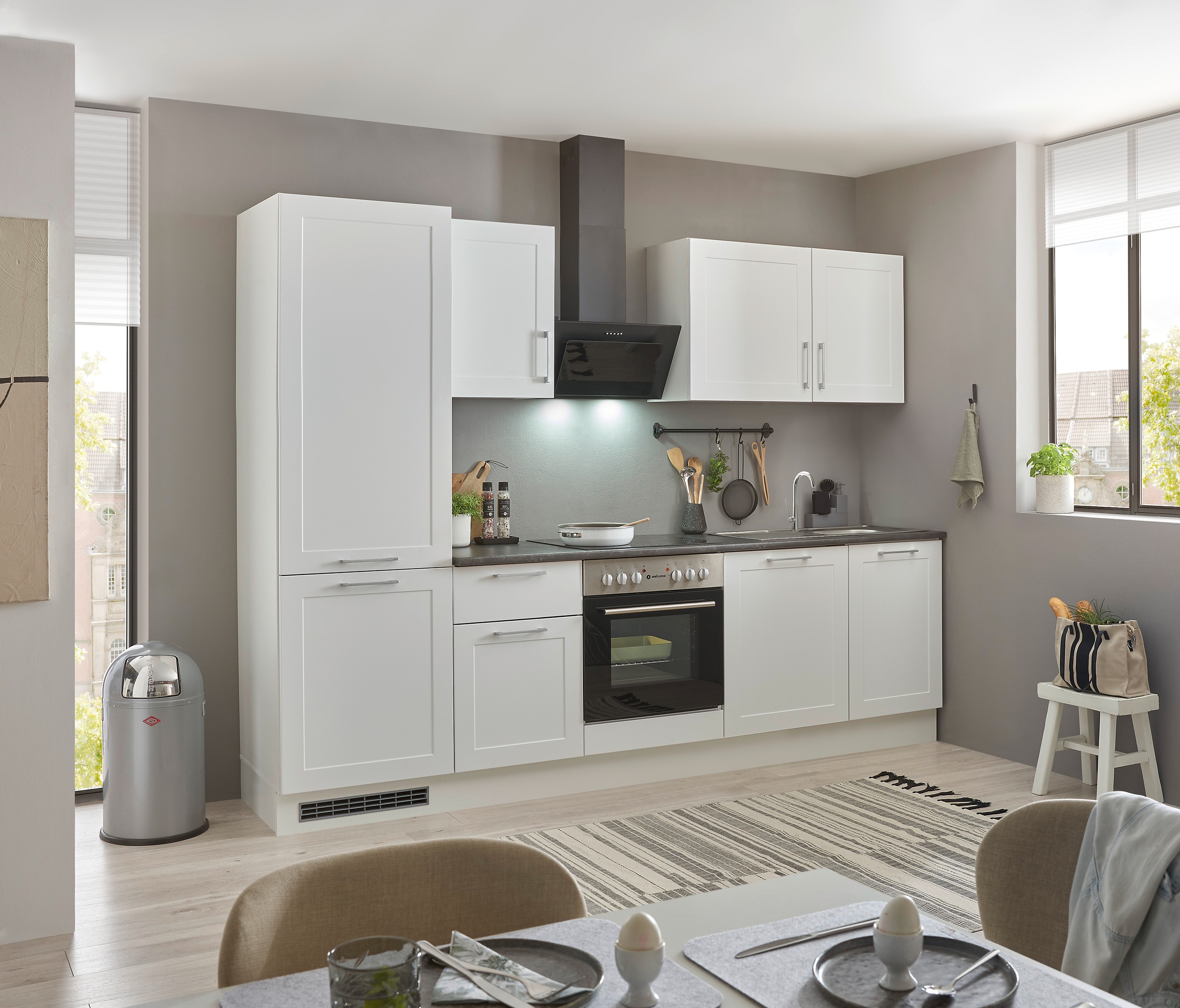 BASIC by Balculina Küchenzeile »Marsi«, Breite 280 cm, wahlweise mit E-Geräten, mit Soft-Close-Funktion