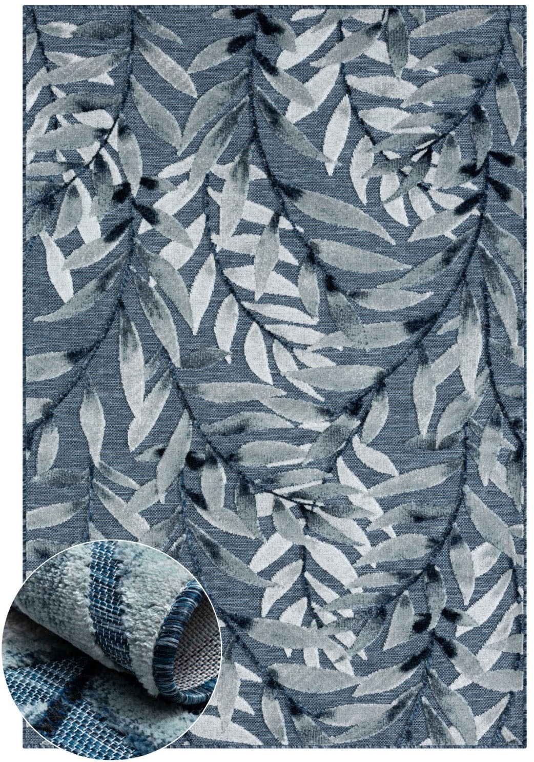 Myflair Möbel & Accessoires Teppich »Olivia Lagerräumung«, rechteckig, 8 mm Höhe, Blätter Motiv, Hoch-Tief Effekt, Outdoor geeignet, Balkon, Terrasse