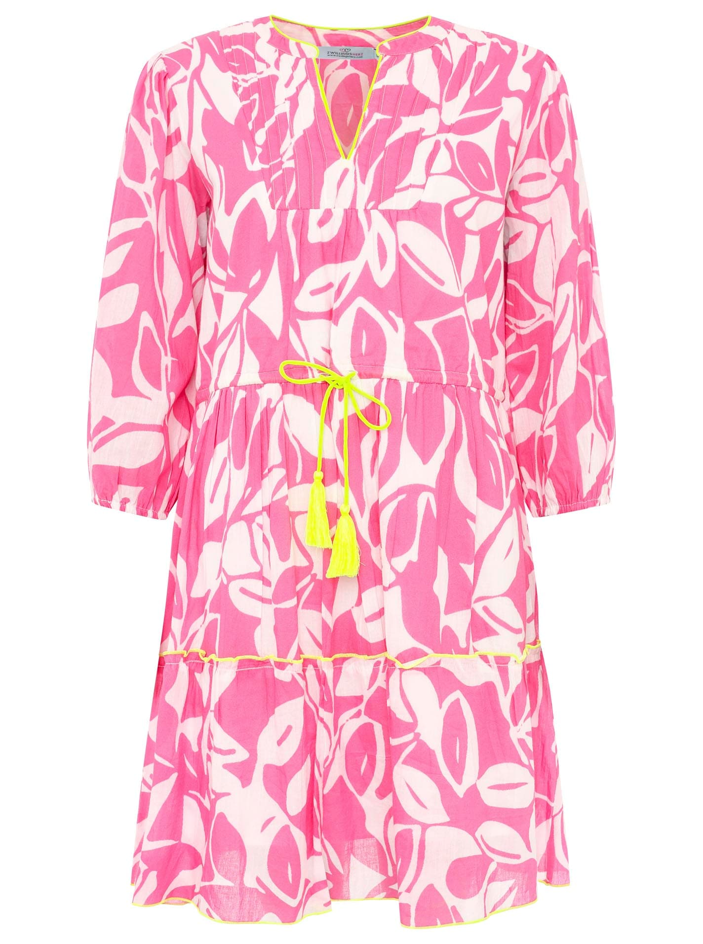 Zwillingsherz Sommerkleid ""Blätter Zweifarbig"" Ohne Taschen mit Tasseln u günstig online kaufen