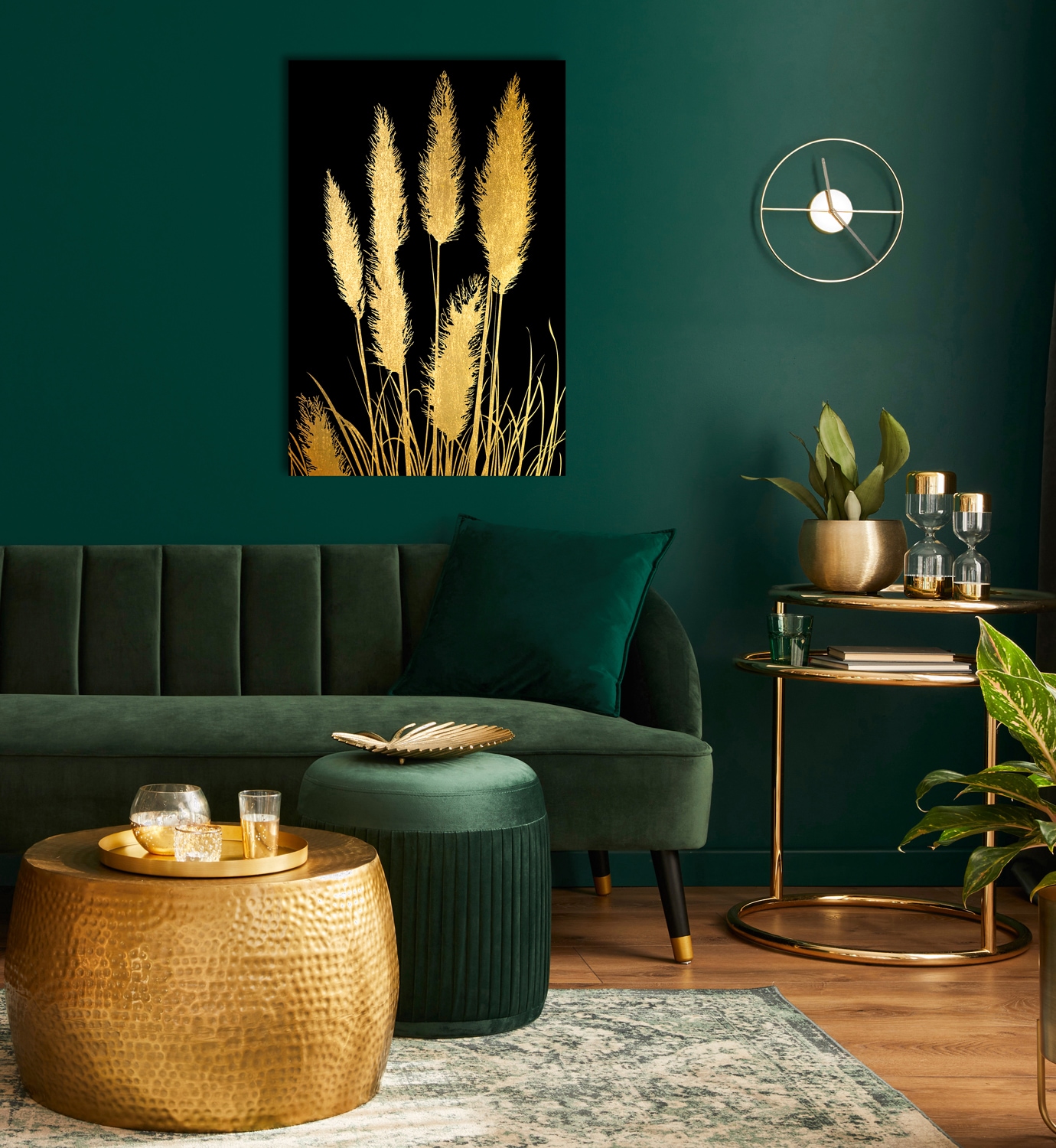 Leonique Acrylglasbild »Pampas Gras - Acrylbilder mit Blattgold veredelt«,  (1 St.), Goldveredelung, Handgearbeitet, Gerahmt, Edel kaufen | BAUR